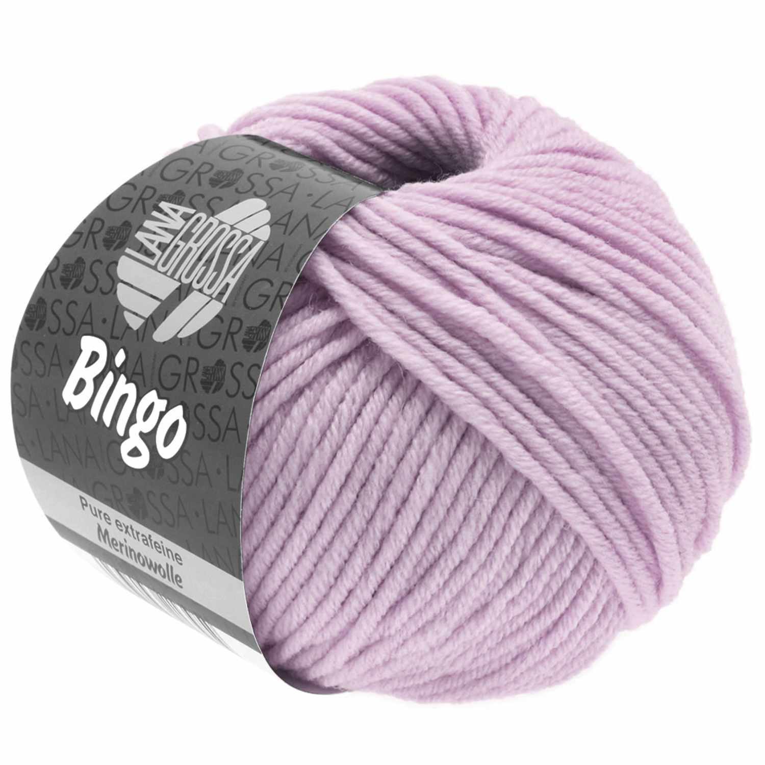 Bingo Wolle in Pastellflieder von Lana Grossa, 50g Knäuel, ideal für weiche Strickprojekte.