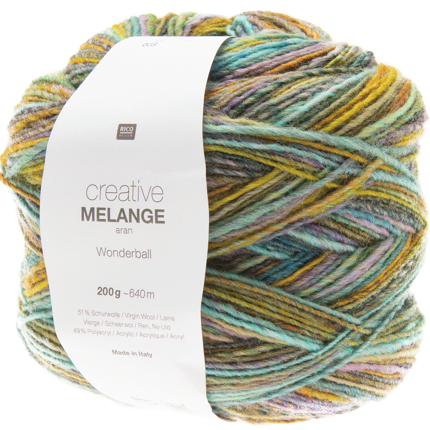 Creative Melange aran Wonderball Creative Melange aran Wonderball, 200g, 640m, in Flieder-Türkis von Rico Design, ideal für Strickprojekte.