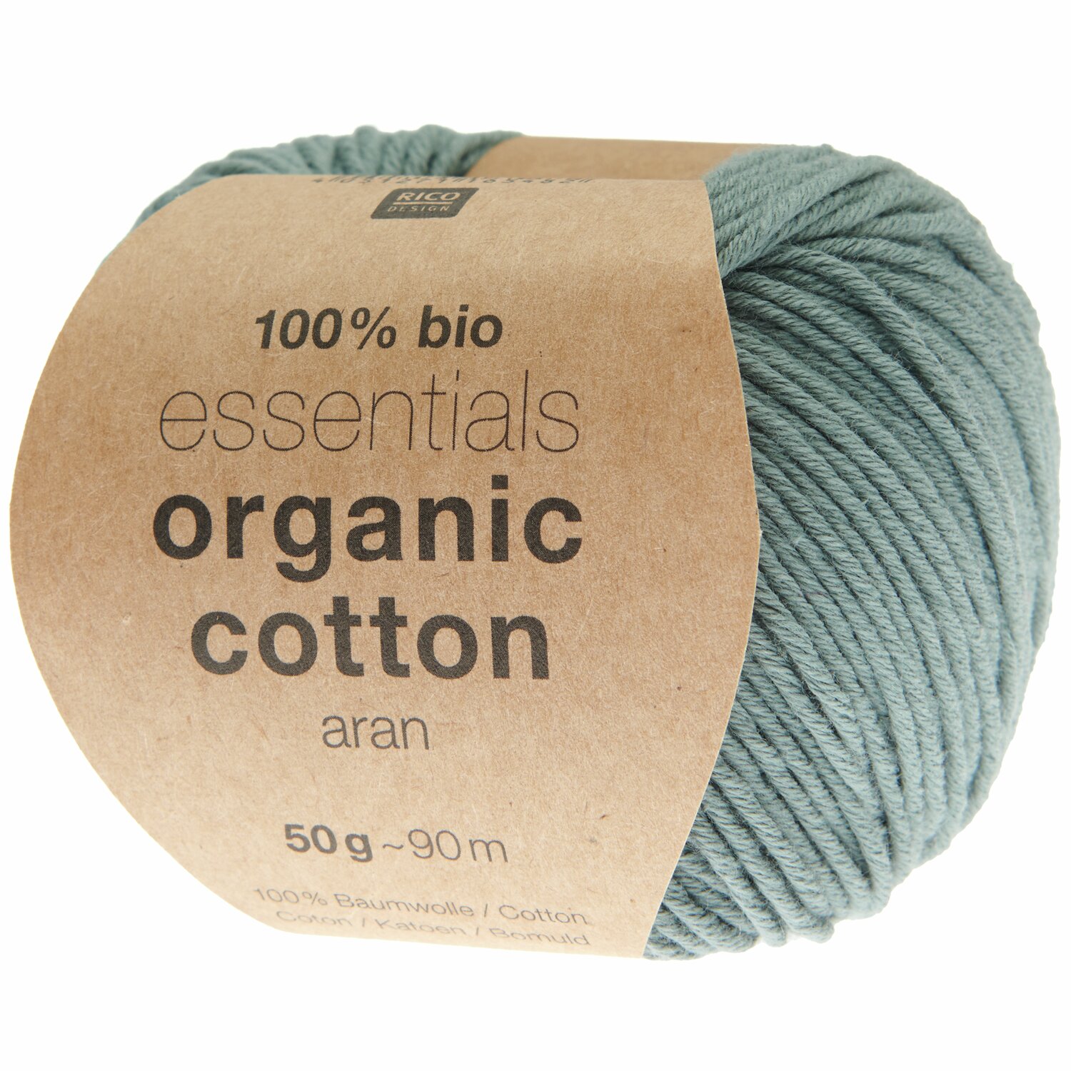 Essentials Organic Cotton aran 50g 90m Farbe Petrol von Rico Design Essentials Organic Cotton aran: Weiches, petrolfarbenes Garn von Rico Design, 50g Knäuel mit 90m Länge.