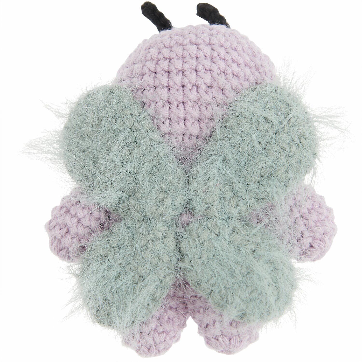 Ricorumi Häkelset Schlüsselanhänger - Chingu Sky: Lila gehäkelter Anhänger mit flauschigen, mintgrünen Flügeln, ideal für kreative Projekte.