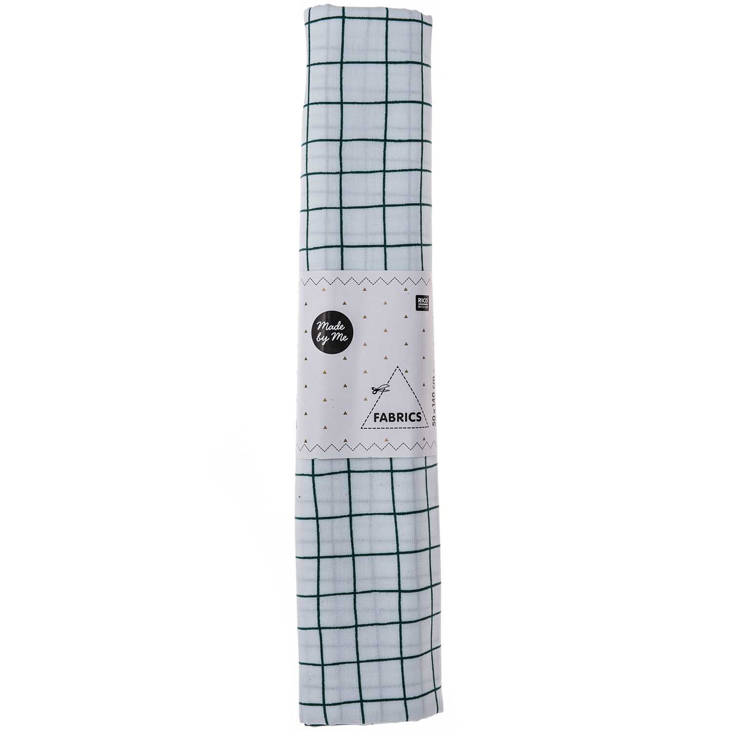 Druckstoff Hygge kariert weiß-grün 50x140cm Druckstoff Hygge kariert weiß-grün 50x140cm