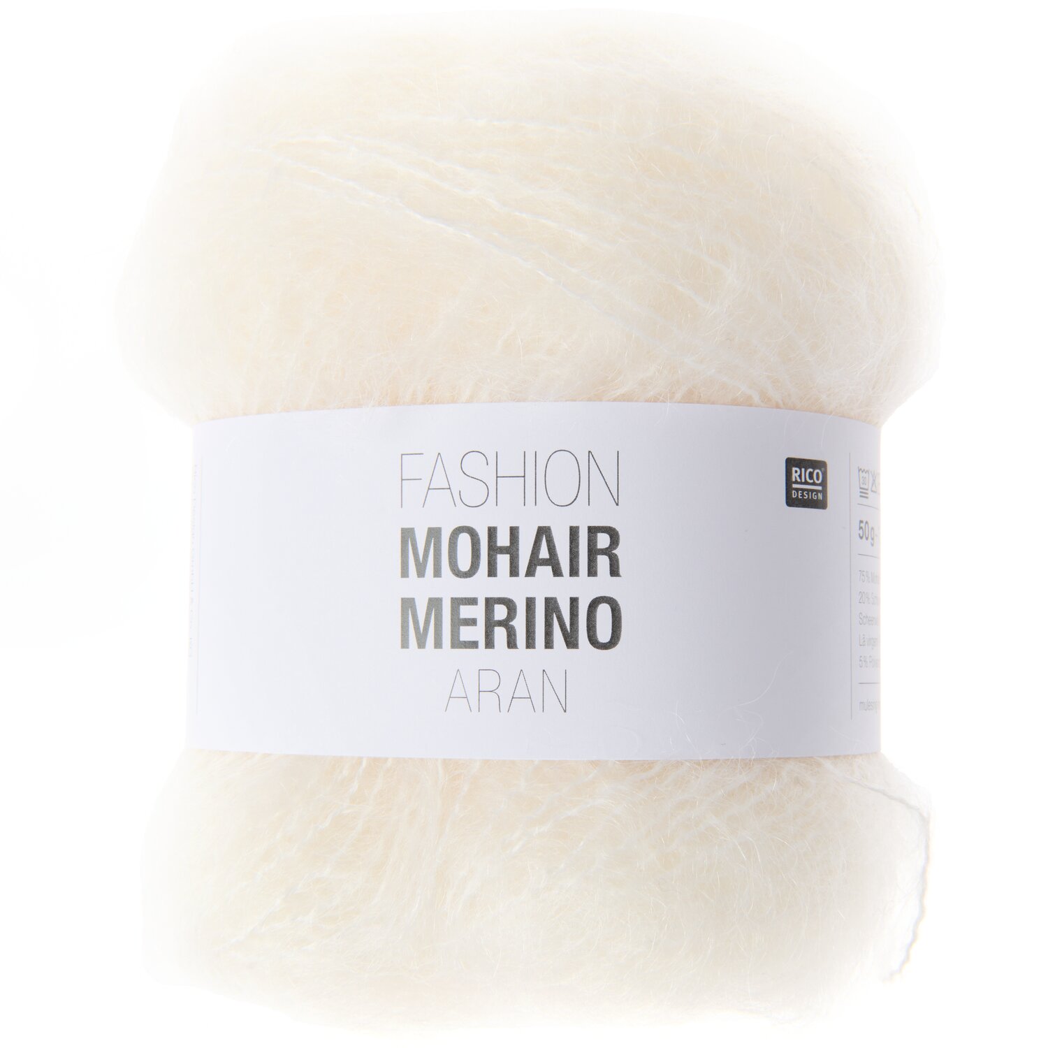 Fashion Mohair Merino aran 50g Farbe Weiß von Rico Design