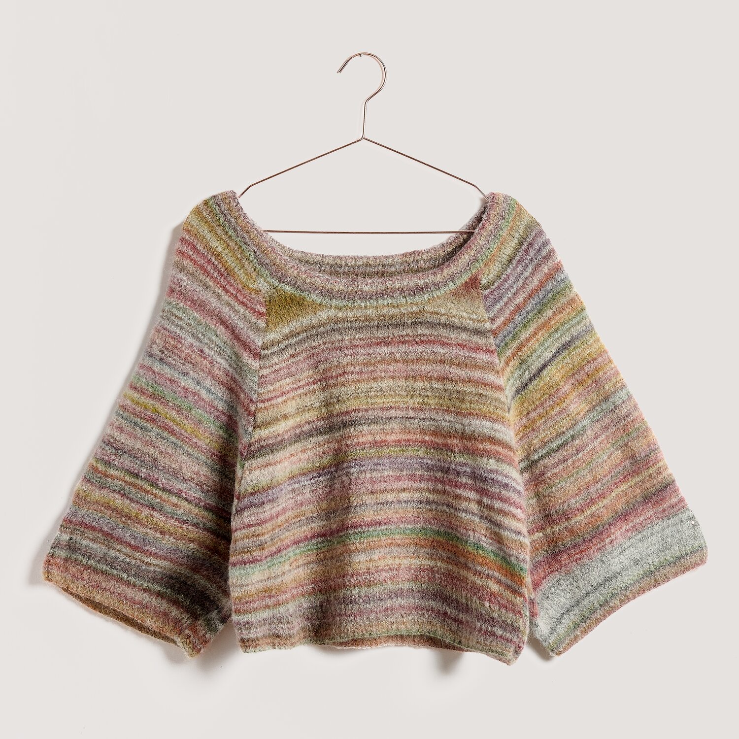 Fashion Wool Alpaca Landscape, Strickpullover aus mehrfarbiger Rico Design Wolle, lockere Passform, weiter Rundhalsausschnitt, gestrickt mit 25g 170m Garn