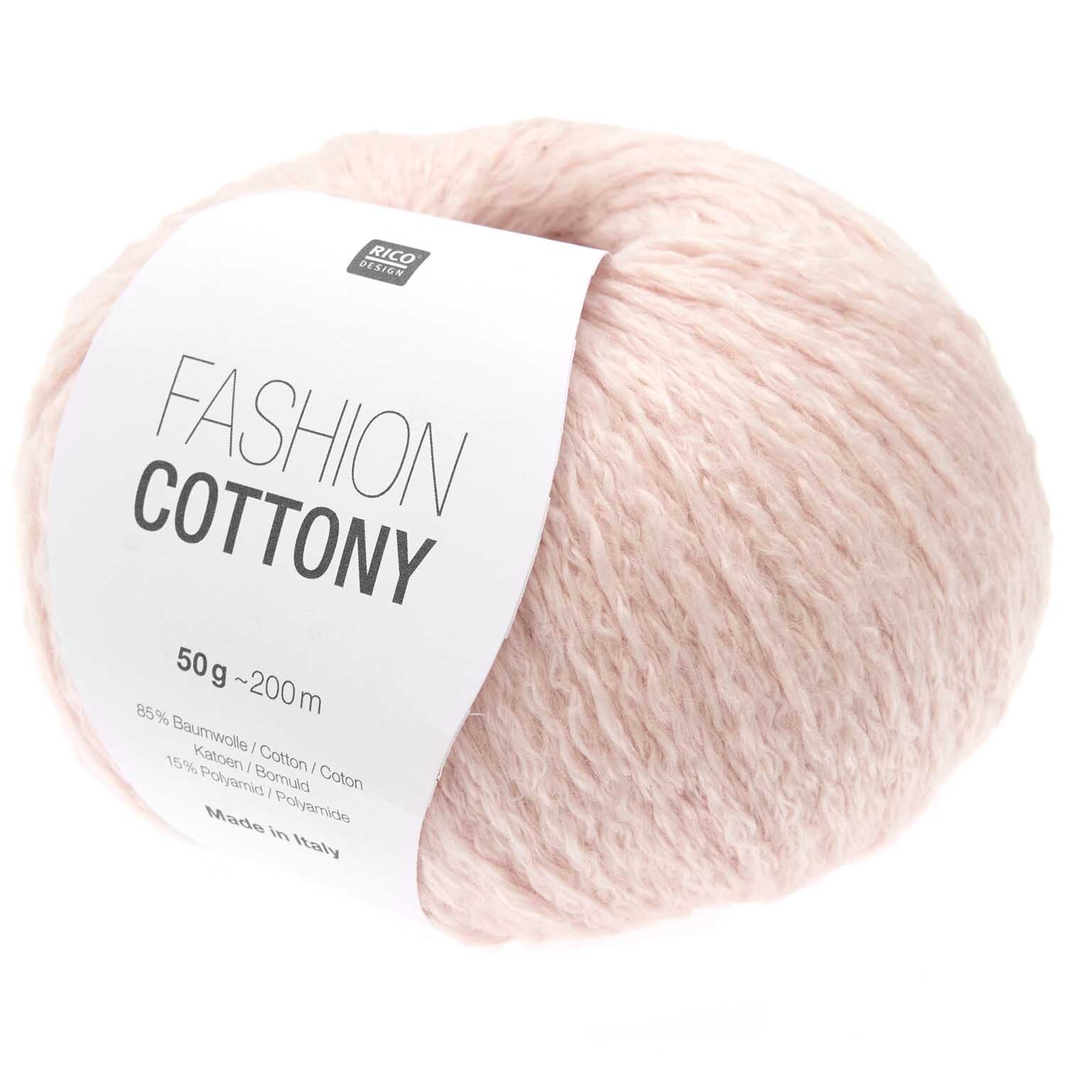 Fashion Cottony Wolle in zartem Puder von Rico Design, 50g Knäuel mit 200m Lauflänge.