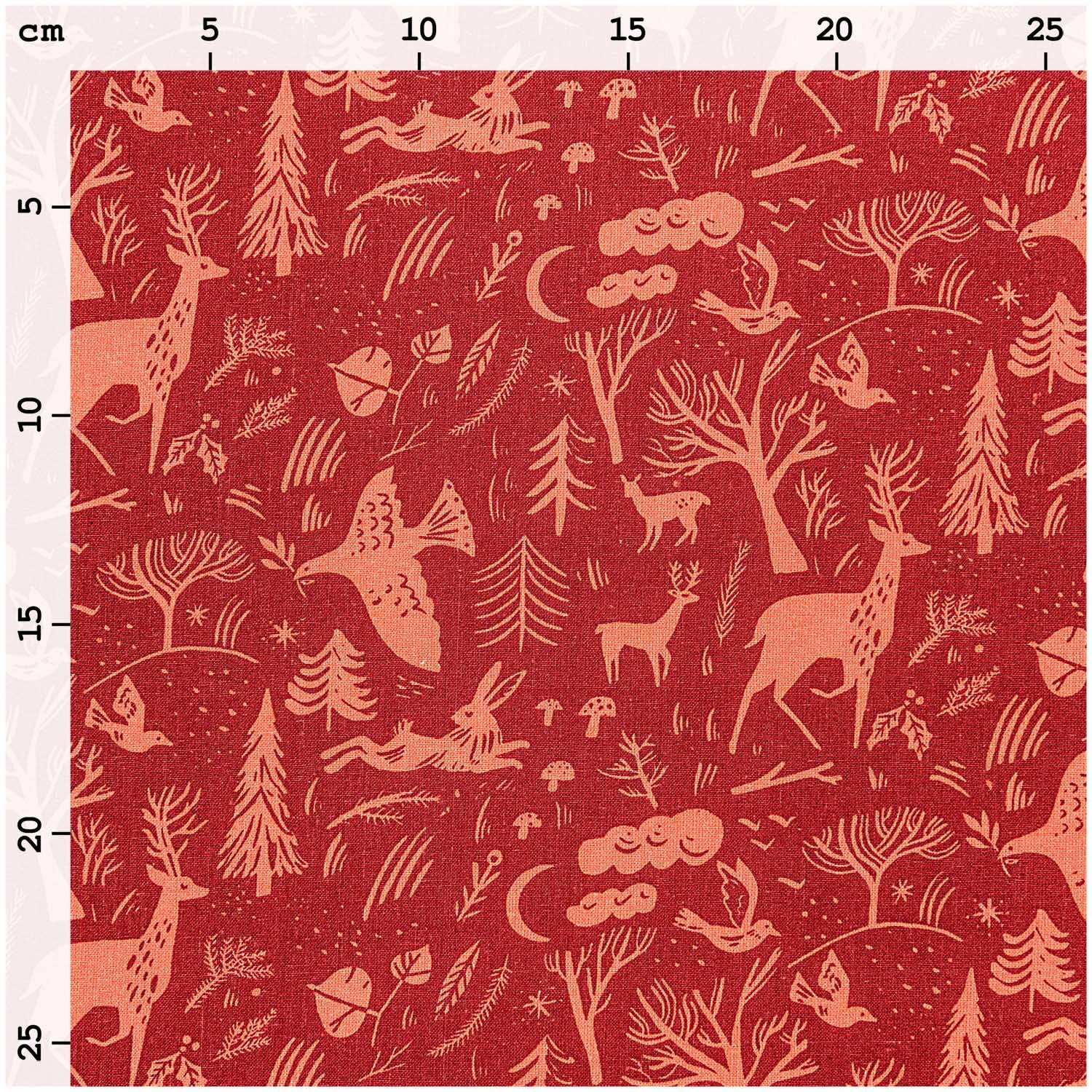 Druckstoff Nostalgic Christmas Winterwald rot 50x140cm Druckstoff Nostalgic Christmas Winterwald rot 50x140cm