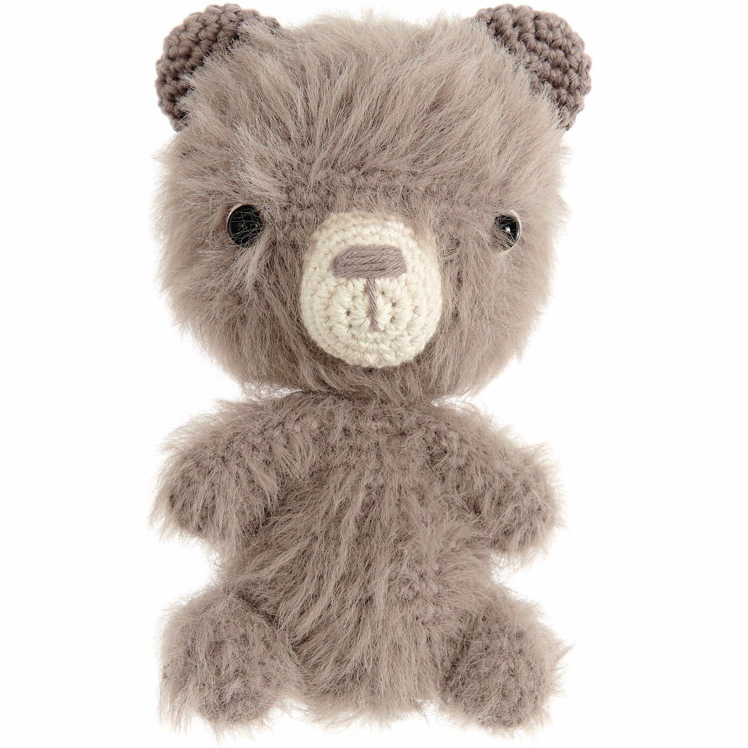Creative Ricorumi dk 25g Farbe Holz von Rico Design Ricorumi Furry Animals: Flauschiger, grauer Häkelbär mit schwarzen Sicherheitsaugen, ideal für kreative Projekte.