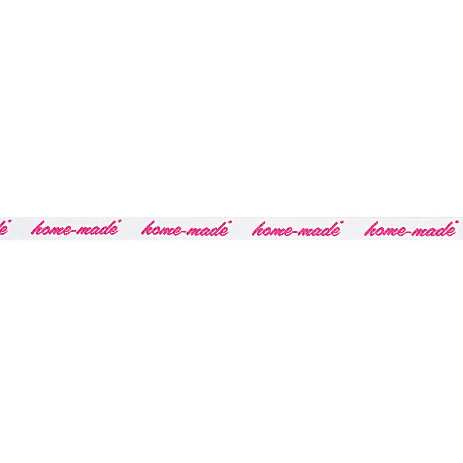 Ribbon home-made weiß-neonpink 2m