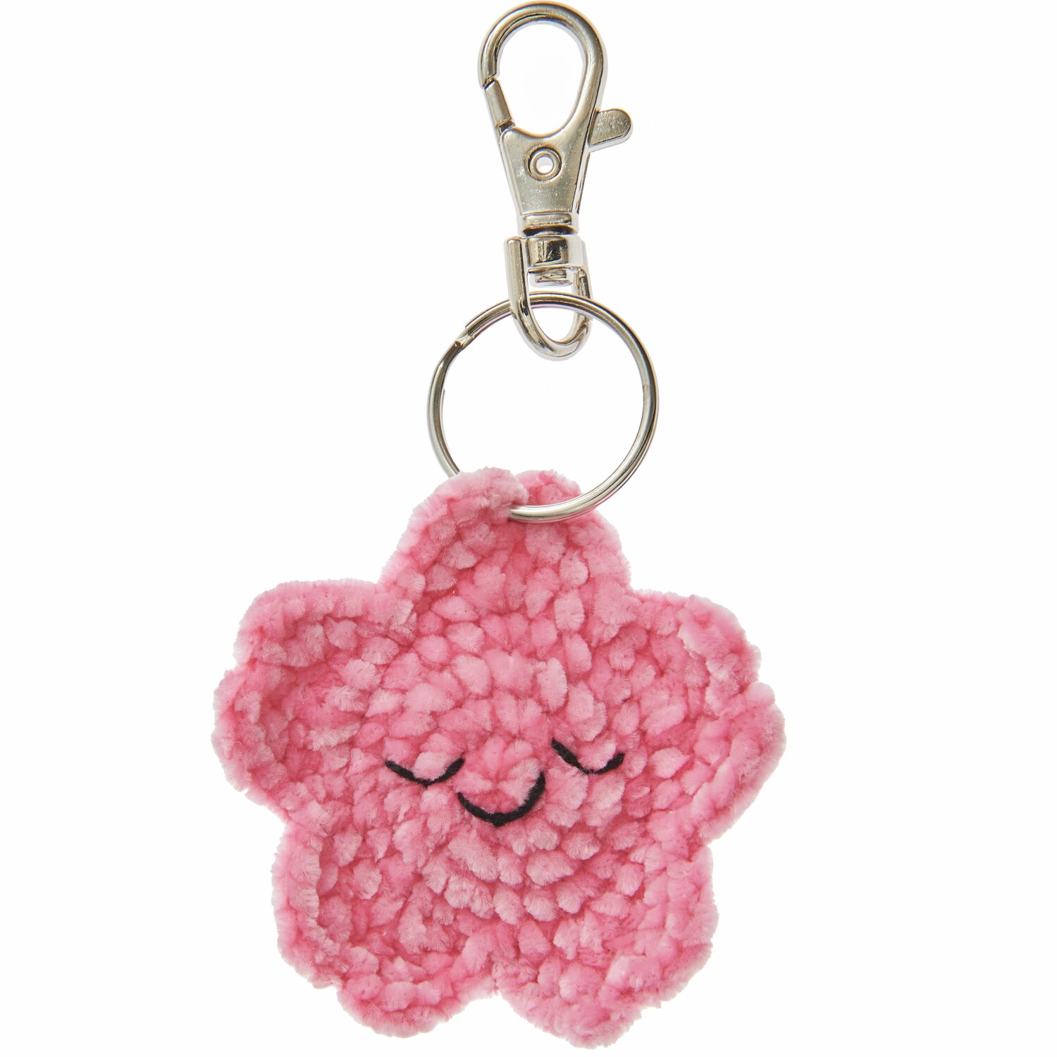 Ricorumi Häkelset Schlüsselanhänger Chingu Earth: Rosa, gehäkelter Anhänger in Blumenform mit Metallclip. Ideal für Taschen oder Schlüssel.