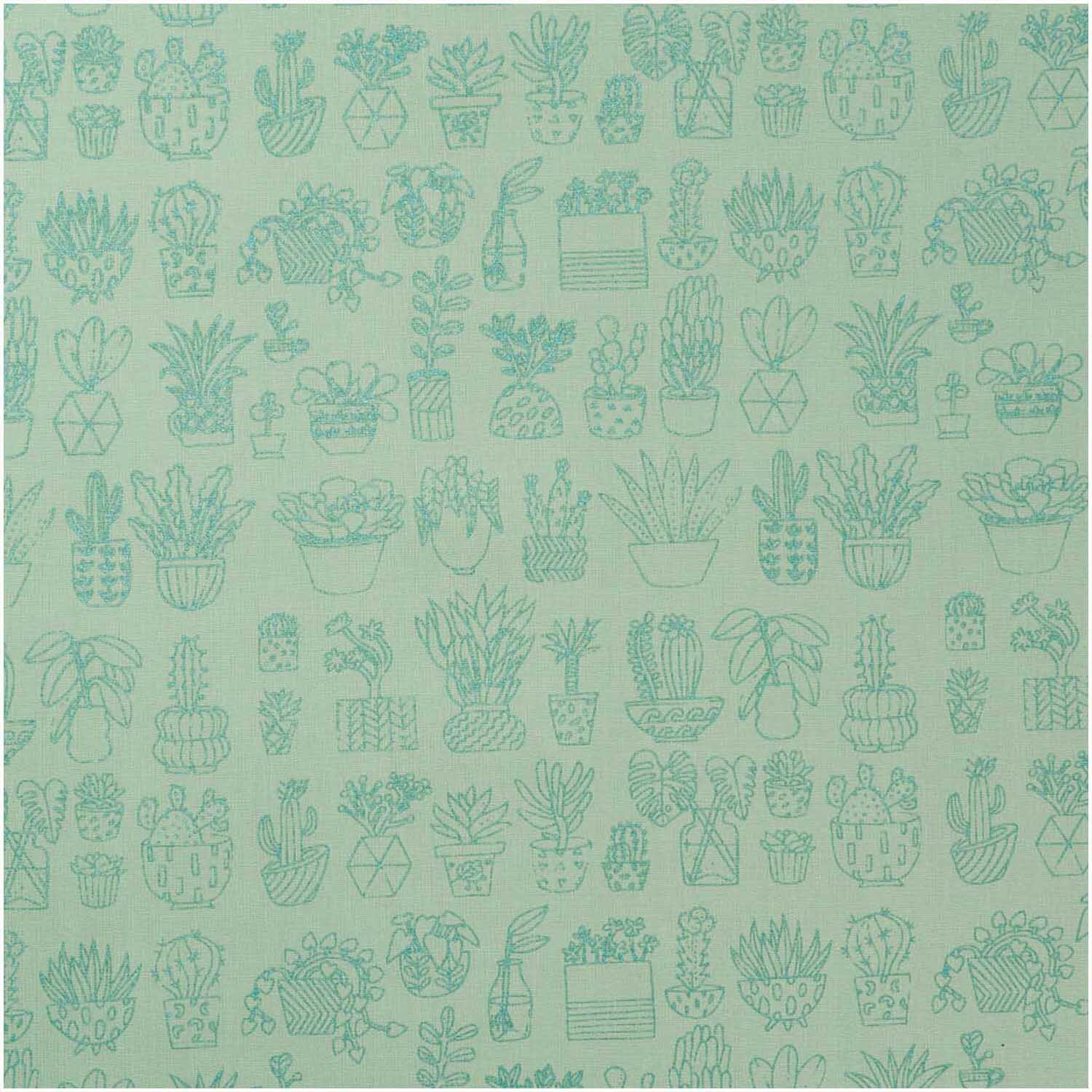 Druckstoff Hygge Kakteen mint-metallic 140cm Druckstoff Hygge Kakteen mint-metallic 140cm