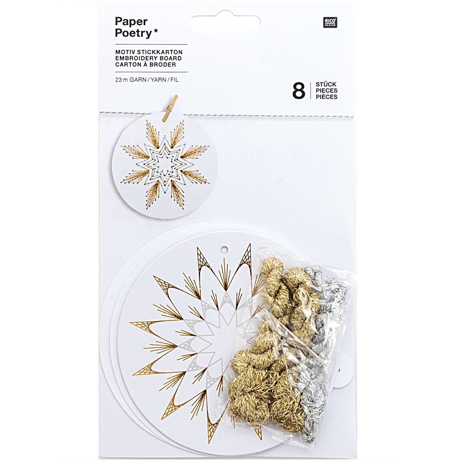 Anhänger Weihnachtskugel zum Besticken weiß 8 Stück