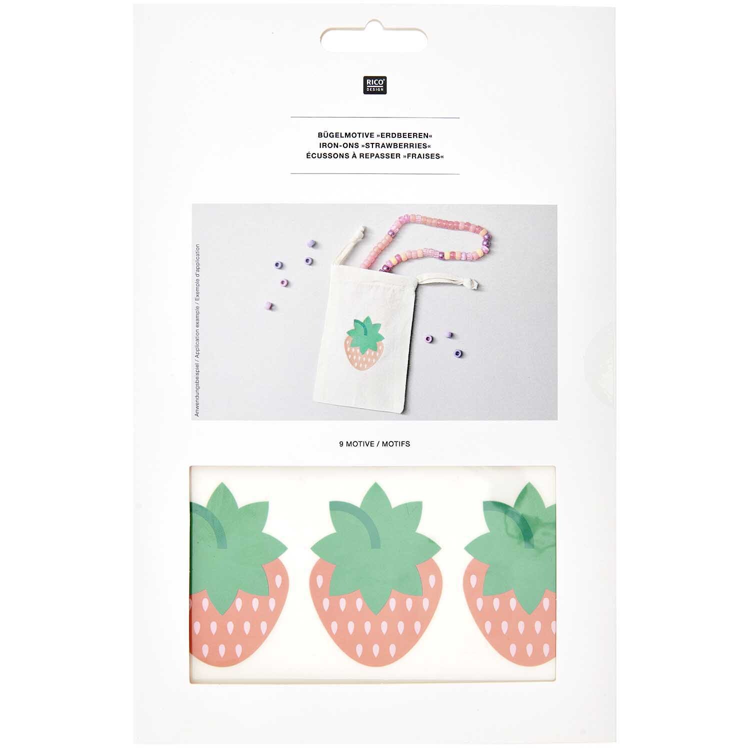 Bügelmotiv Erdbeeren 9 Stück Bügelmotiv Erdbeeren 9 Stück