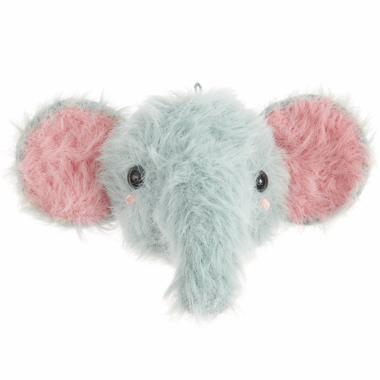 Creative Ricorumi dk 25g Farbe Patina von Rico Design Ricorumi Furry Animals: Flauschiger Elefantenkopf in Patina mit rosa Ohren und schwarzen Sicherheitsaugen. Ideal für kreative Dekorationen.