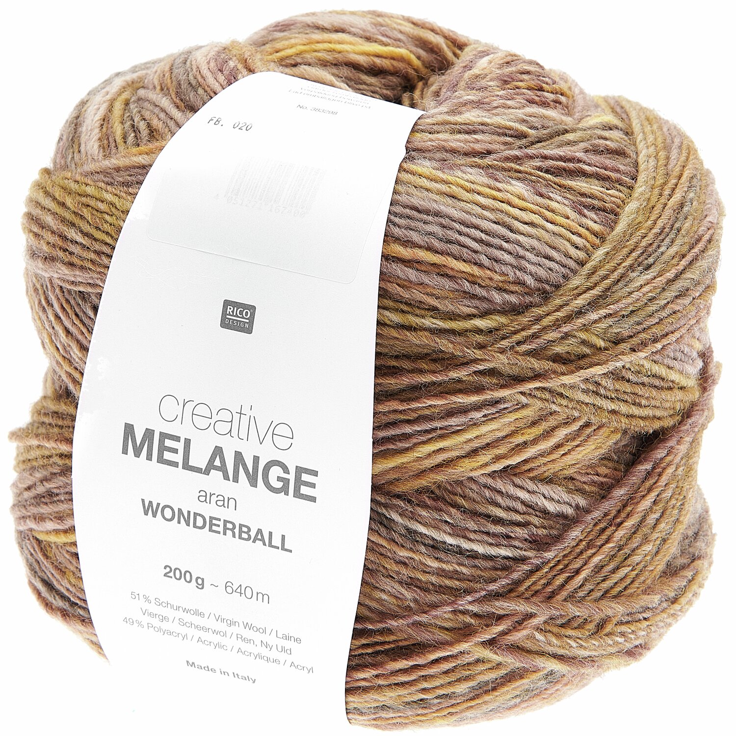 Creative Melange aran Wonderball 200g 640m Farbe Oliv Mix von Rico Design Creative Melange aran Wonderball, 200g 640m, Oliv Mix. Hochwertiges Garn von Rico Design. Ideal für Strickprojekte.