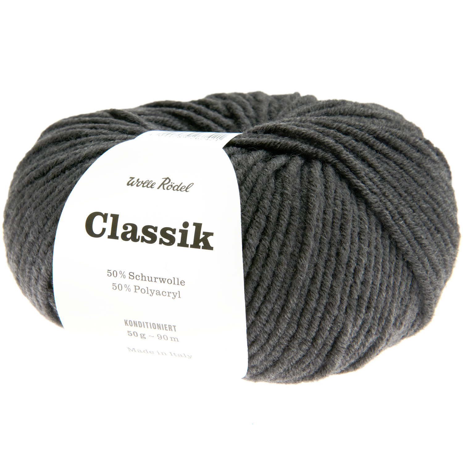 Classik Wolle Rödel, anthrazit, 50g 90m, ideal für Strickprojekte, 50% Schurwolle, 50% Polyacryl.