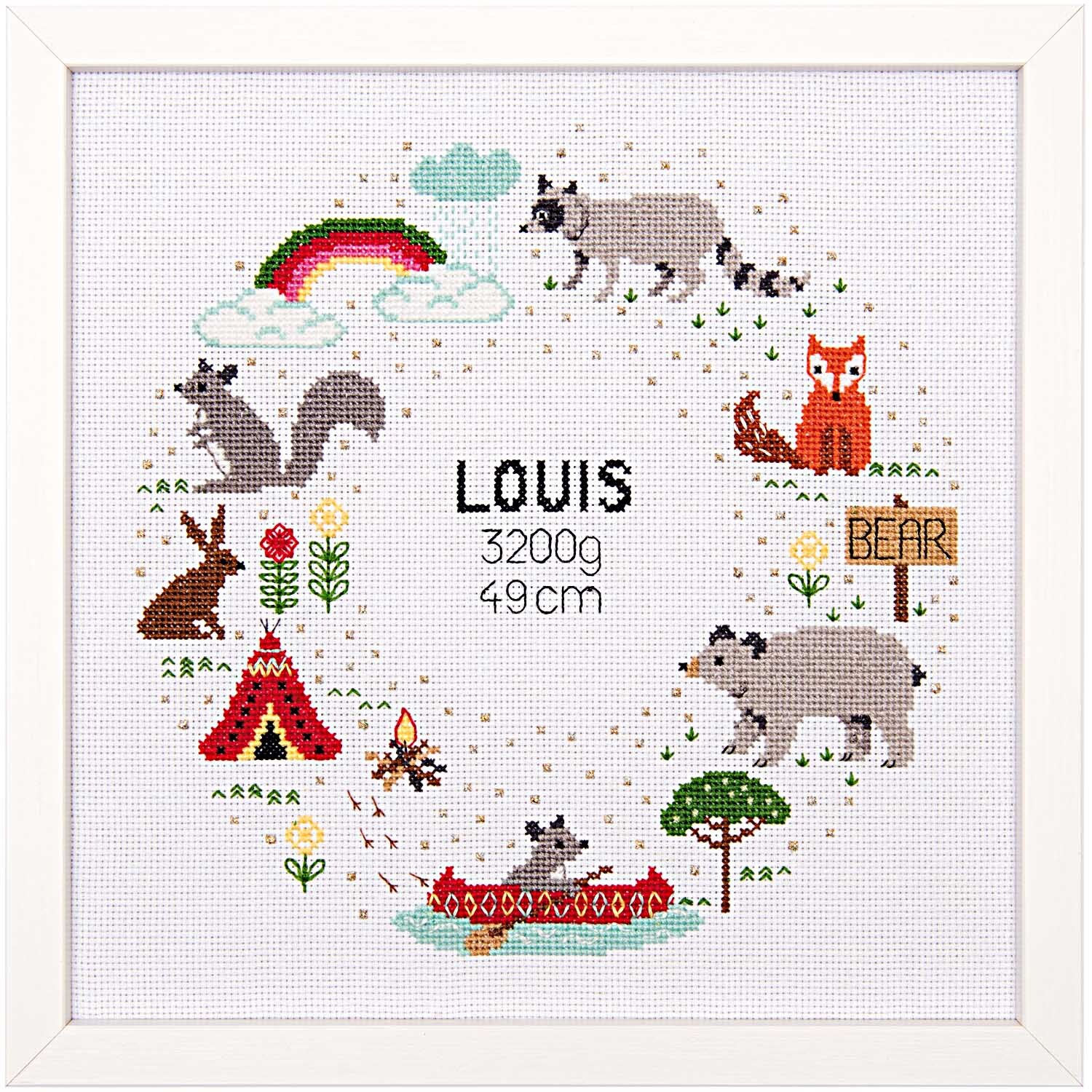 Stickpackung Geburtsbild Woodland Camping 24x24cm