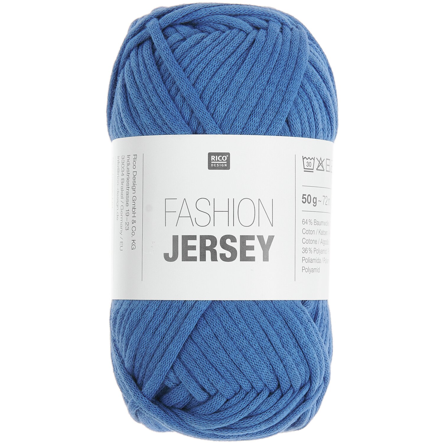 Fashion Jersey in Blau von Rico Design, 50g 72m. Ideal für kreative Strickprojekte.