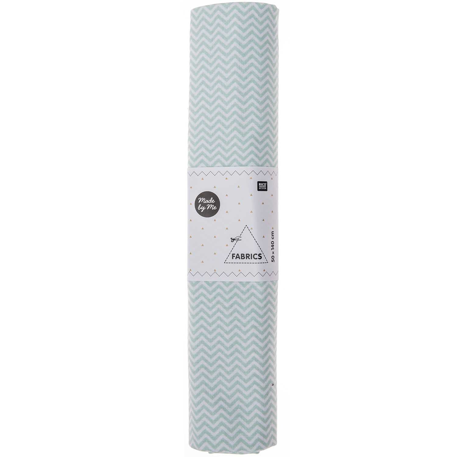 Stoff Zickzack weiß-mint 50x140cm Stoff Zickzack weiß-mint 50x140cm