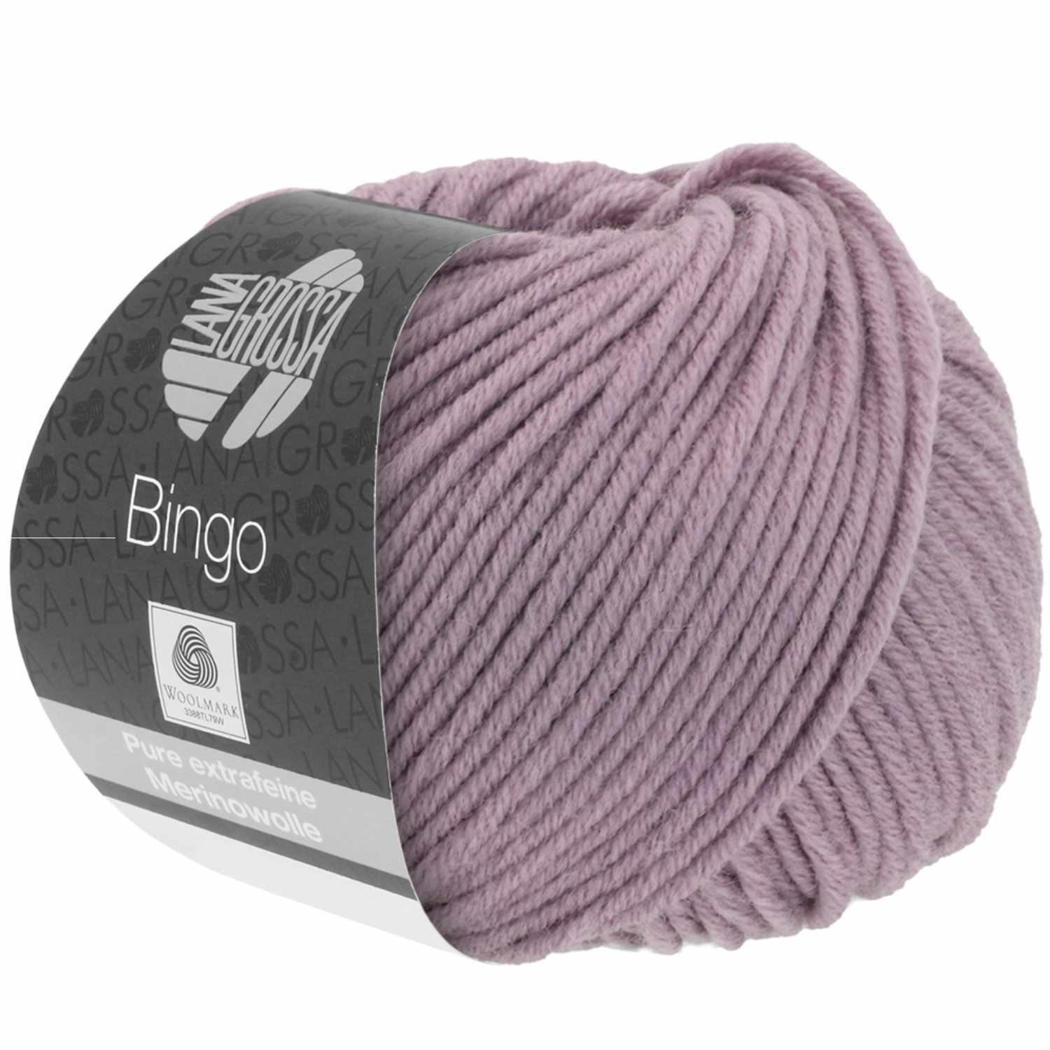 Bingo Wolle in zartem Mauve von Lana Grossa, 50g Knäuel, ideal für Strickprojekte.