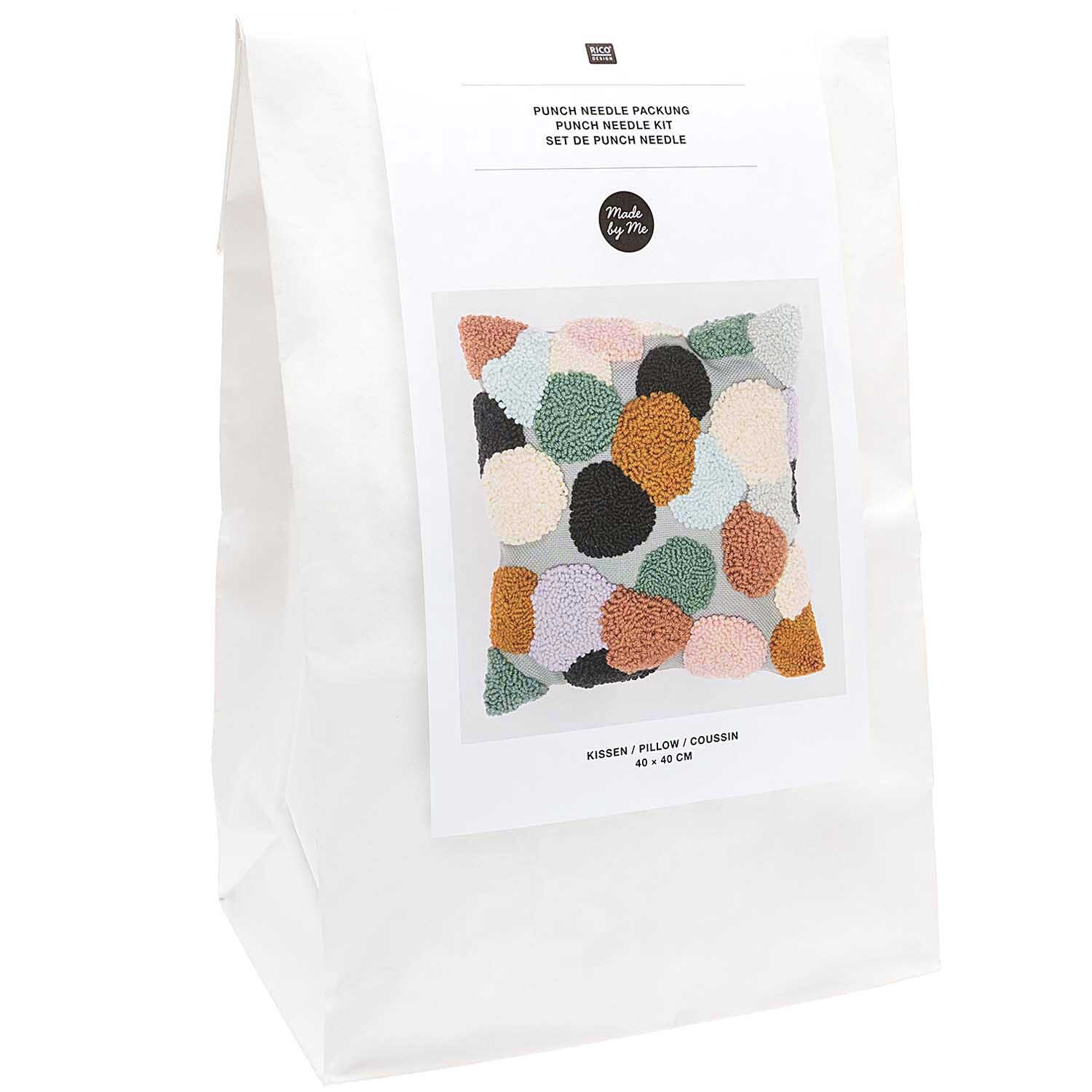 Punch Needle Packung Kissen Punkte bunt inkl. Punch Needle von Rico Design