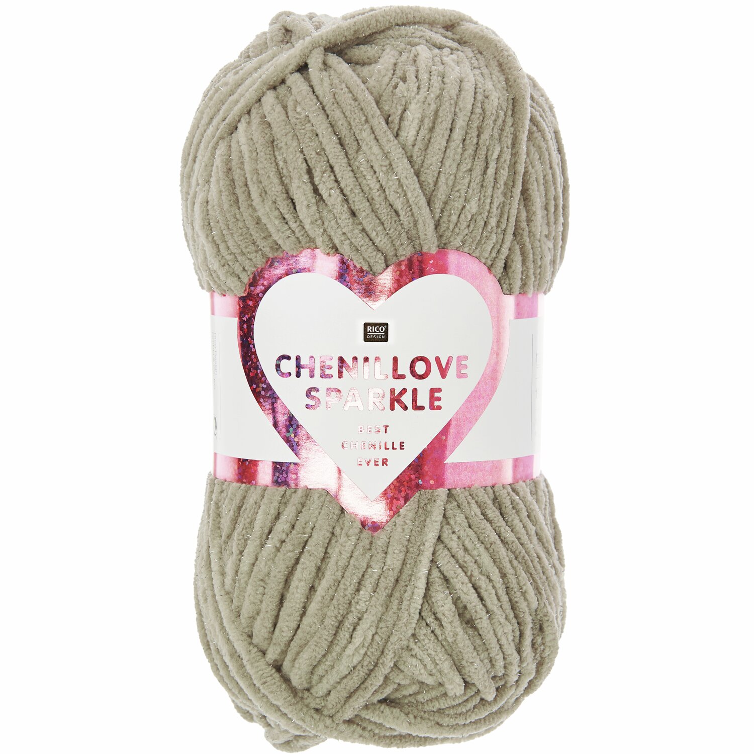 Creative Chenillove Sparkle: Weiches Garn in Taupe von Rico Design, 100g, 110m, ideal für Strickprojekte.