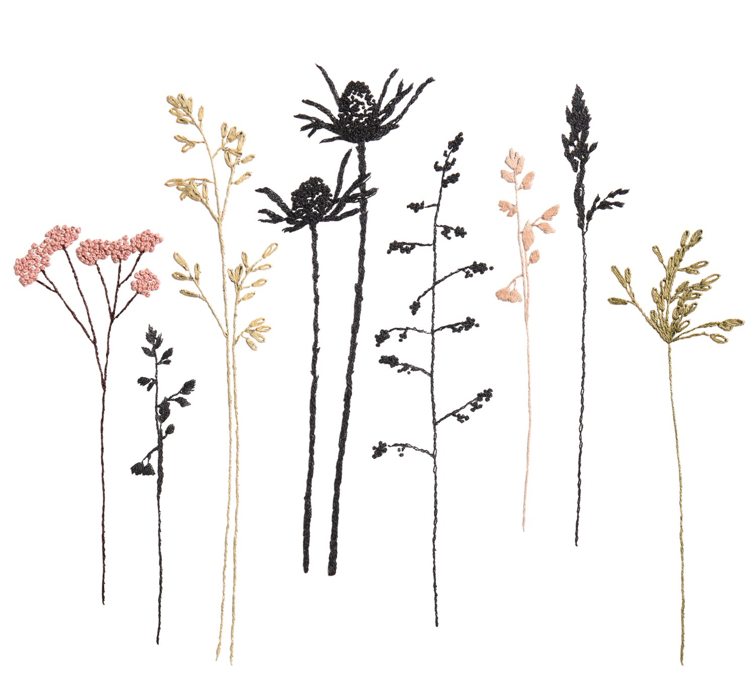 Rico Design Stick & Stitch Packung Blumen und Gräser XL
