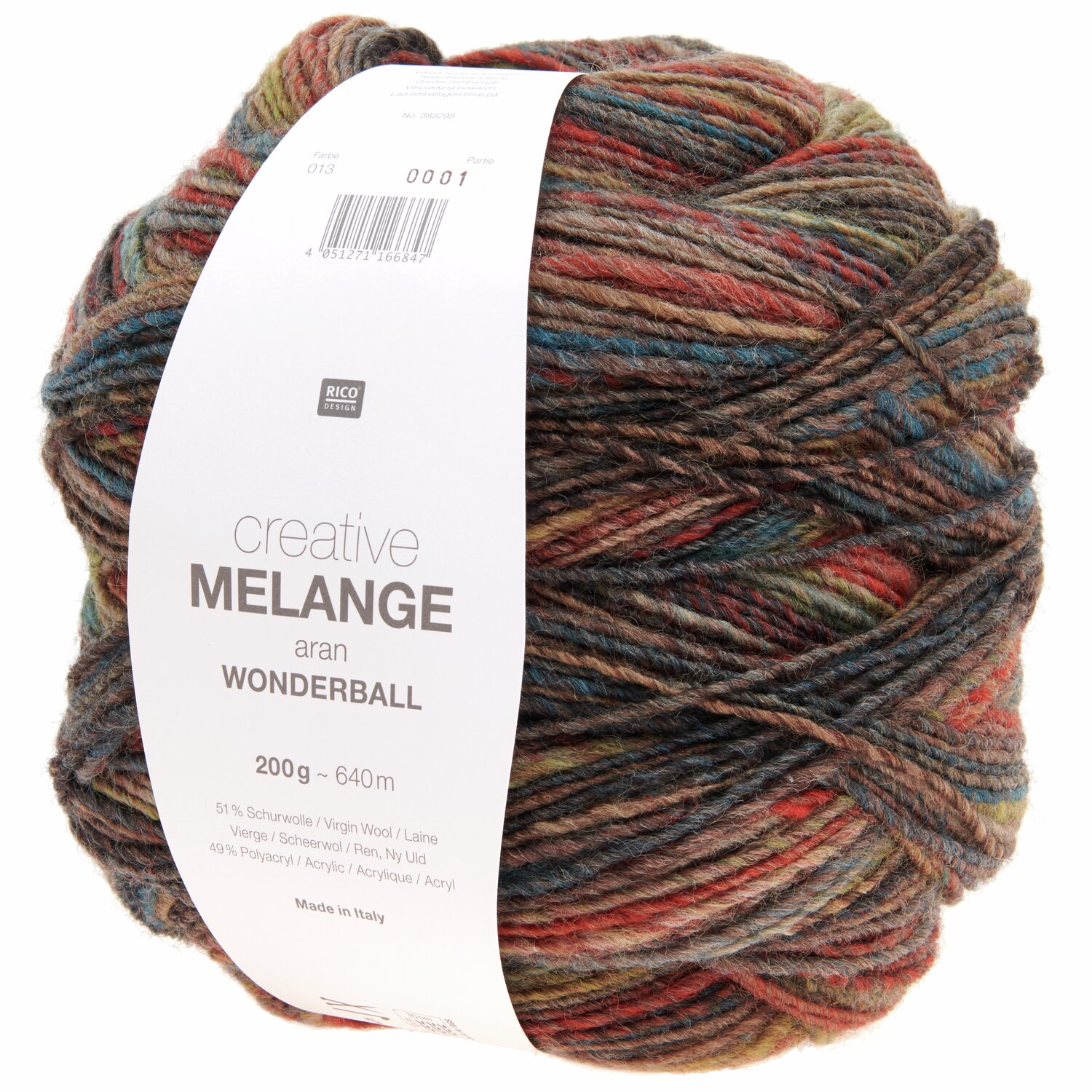 Creative Melange aran Wonderball: Vielseitiges Garn in Braun-Grau von Rico Design, 200g, 640m.