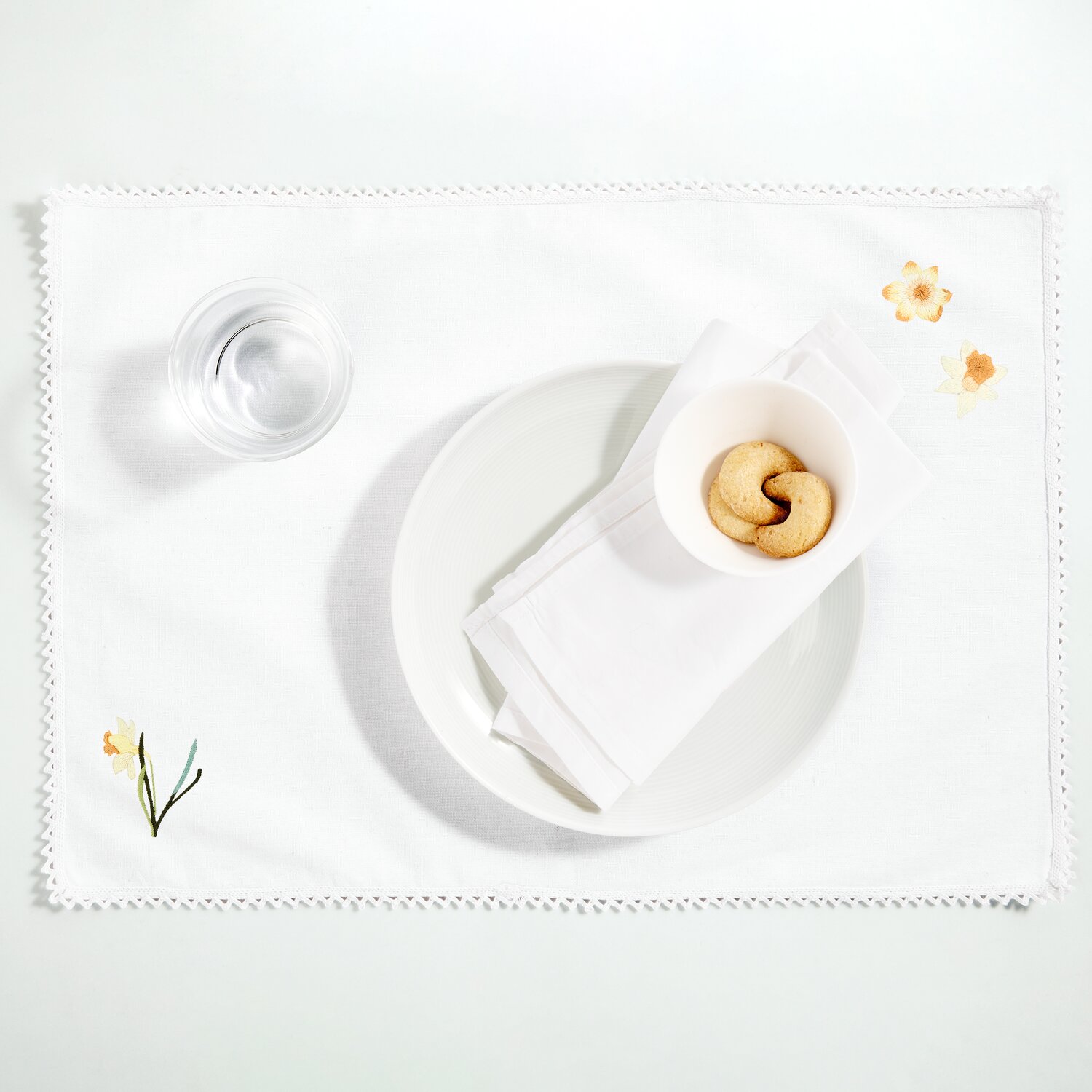 Platzsets mit Spitze Weiß eckig 50x35cm von Rico Design