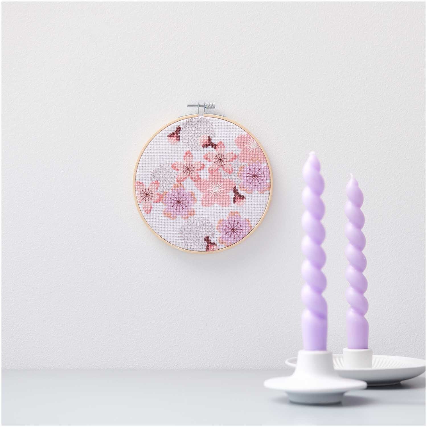 Stickpackung Kirschblüten Bild Ø 15cm Stickpackung Kirschblüten Bild Ø 15cm