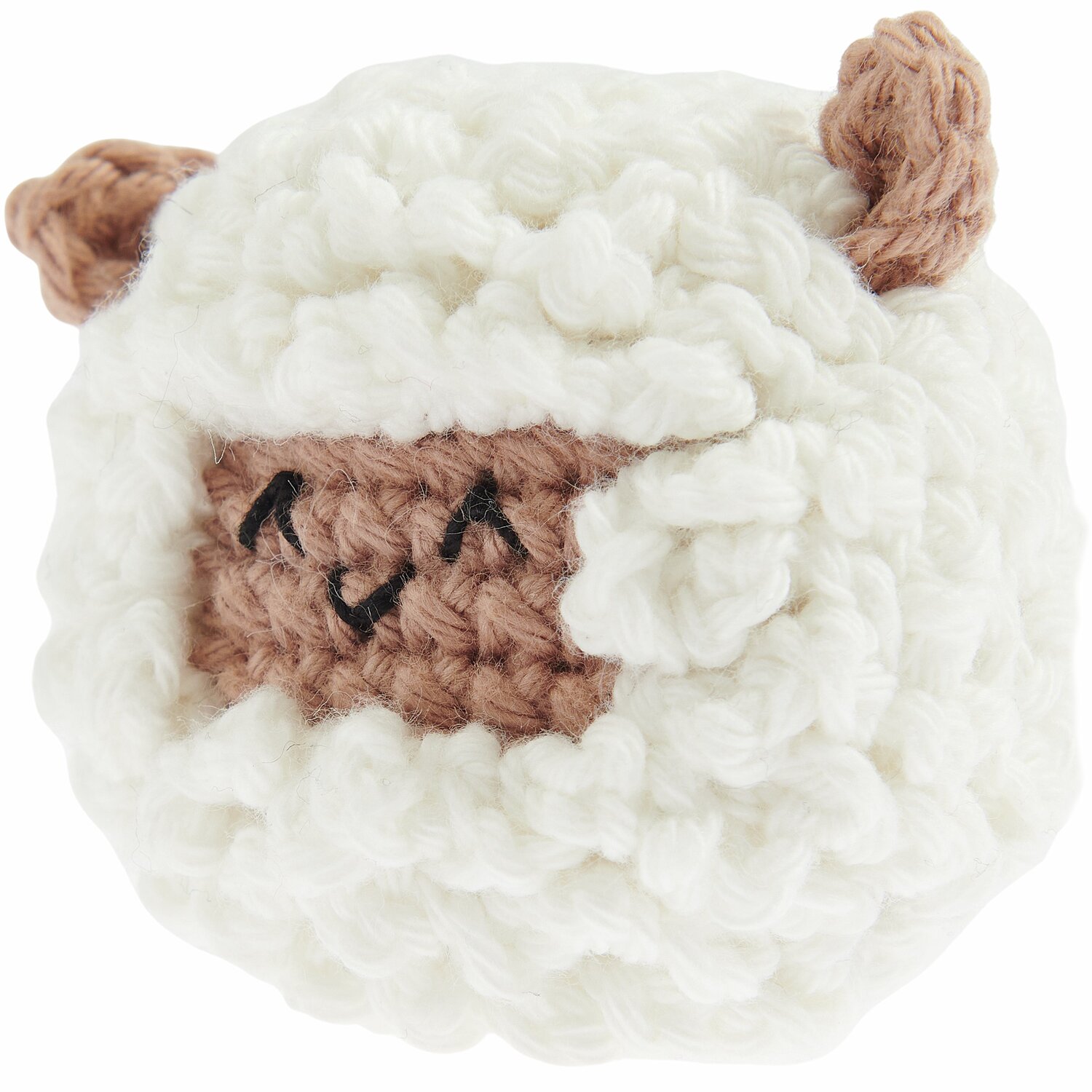 Ricorumi Häkelset Schlüsselanhänger - Chingu Animals: Weißes, gehäkeltes Schaf mit braunen Details, ideal für kreative DIY-Projekte.