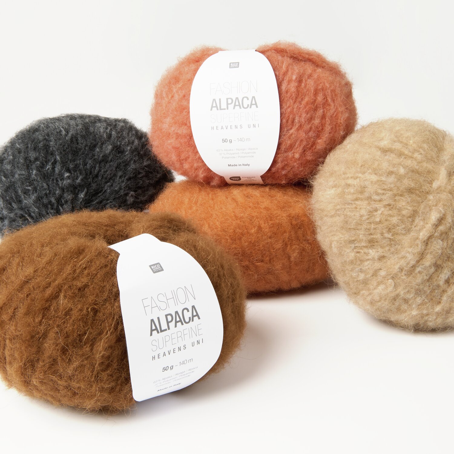 Fashion Alpaca Superfine Heavens Uni Wolle in verschiedenen Farben, ideal für Strickprojekte.