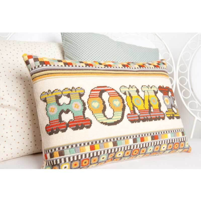 Kissen handbestickt Home 50x35cm Kissen handbestickt Home 50x35cm