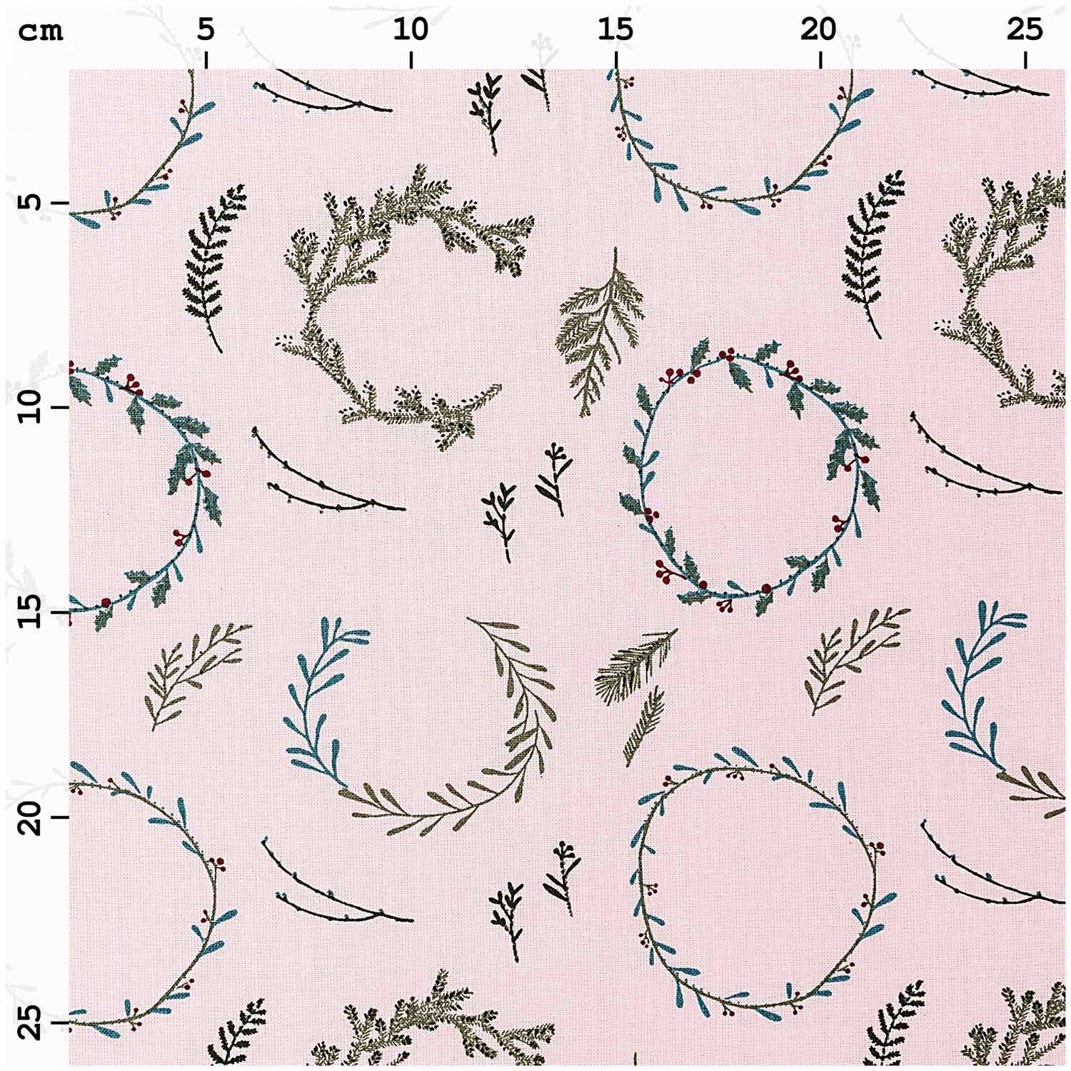 Druckstoff Nostalgic Christmas Kränze puder-grün 50x140cm Druckstoff Nostalgic Christmas Kränze puder-grün 50x140cm