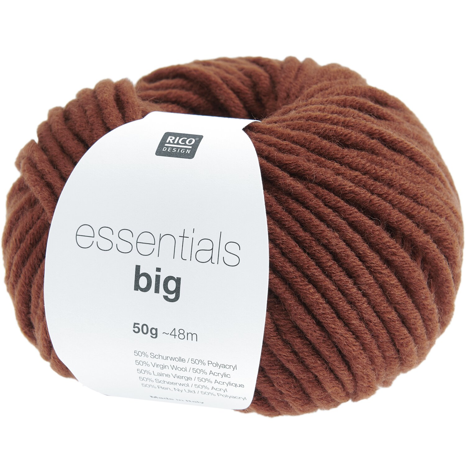 Essentials Big Wolle in rehbraun von Rico Design, 50g, ideal für Strickprojekte.