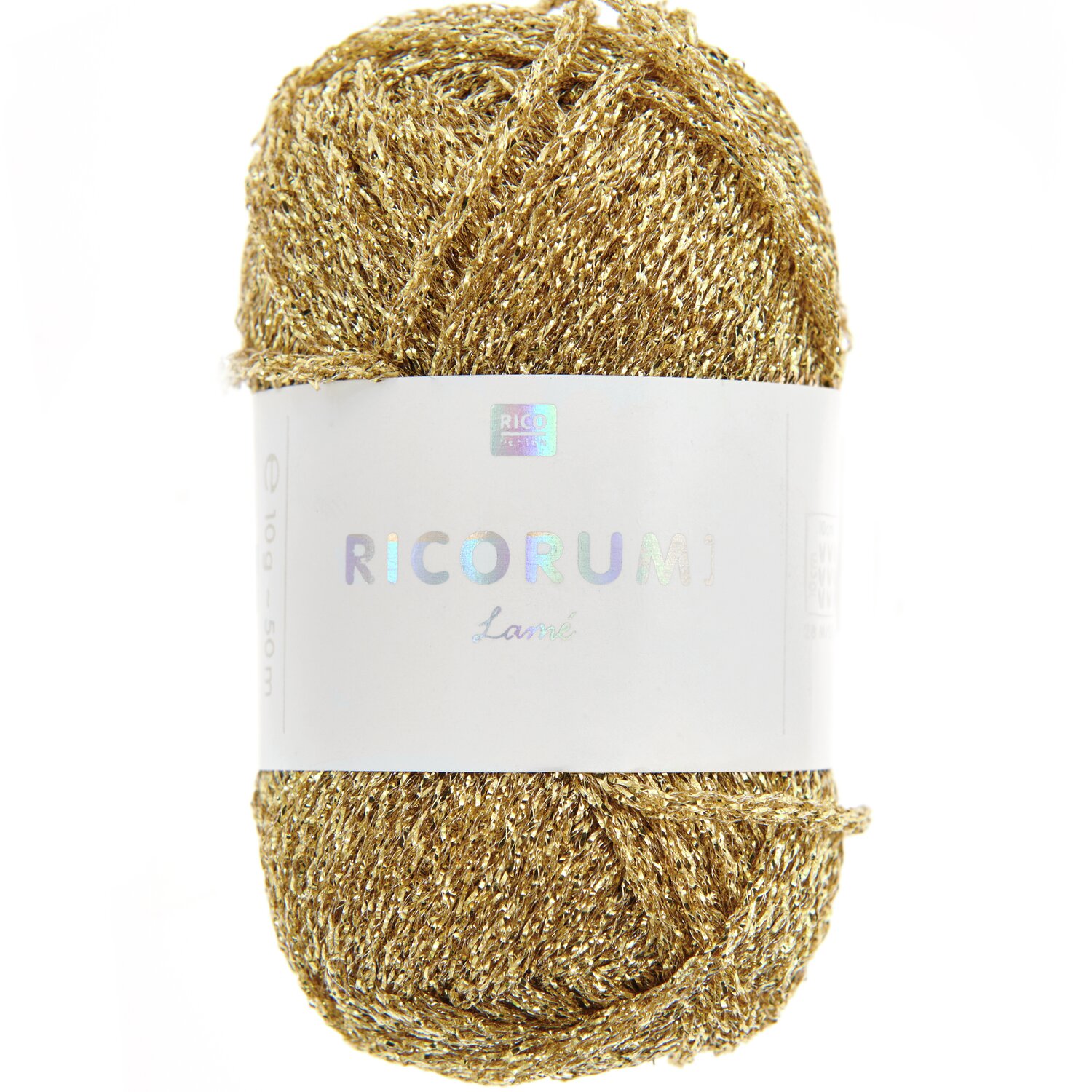 Creative Ricorumi Lamé: Glänzendes Garn in Gold von Rico Design, ideal für kreative Projekte.
