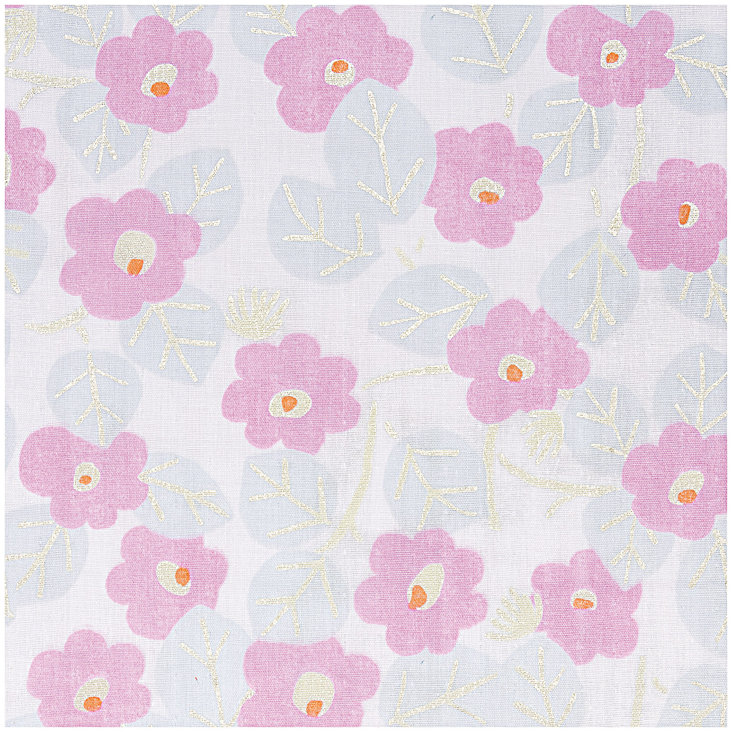 Musselin-Druckstoff Aloha Blumen rosa Hot Foil 140cm von Rico Design