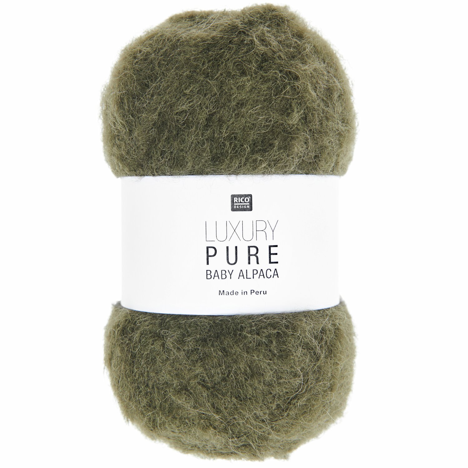 Luxury Pure Baby Alpaca Wolle in Khaki von Rico Design, ideal für Strickset Jacke Modell 18.