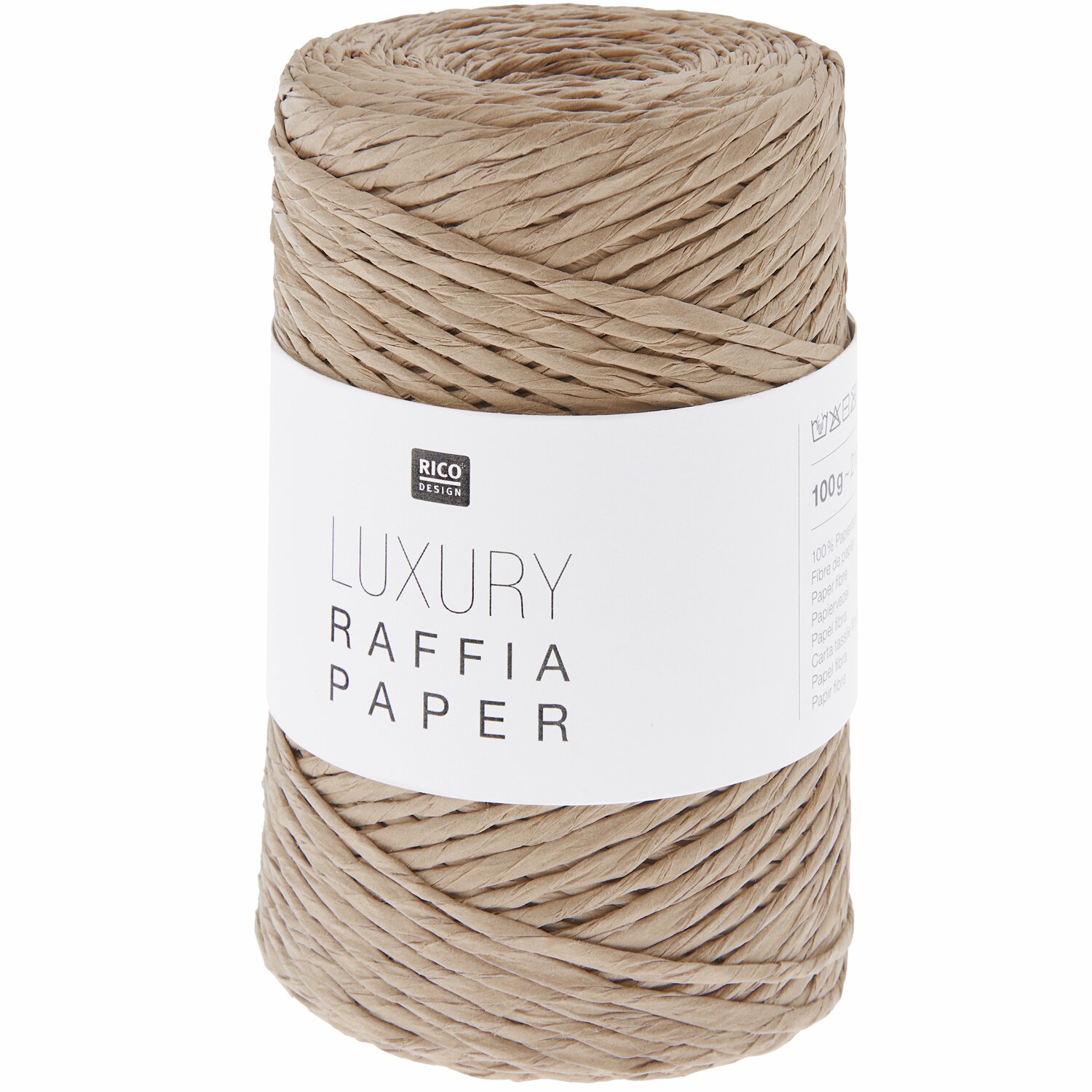 Luxury Raffia Paper, Nougat: Hochwertiges Häkelgarn von Rico Design, ideal für Taschenprojekte.