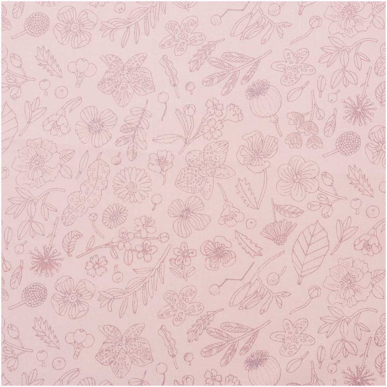 Druckstoff Hygge Blumen rosa-metallic 140cm