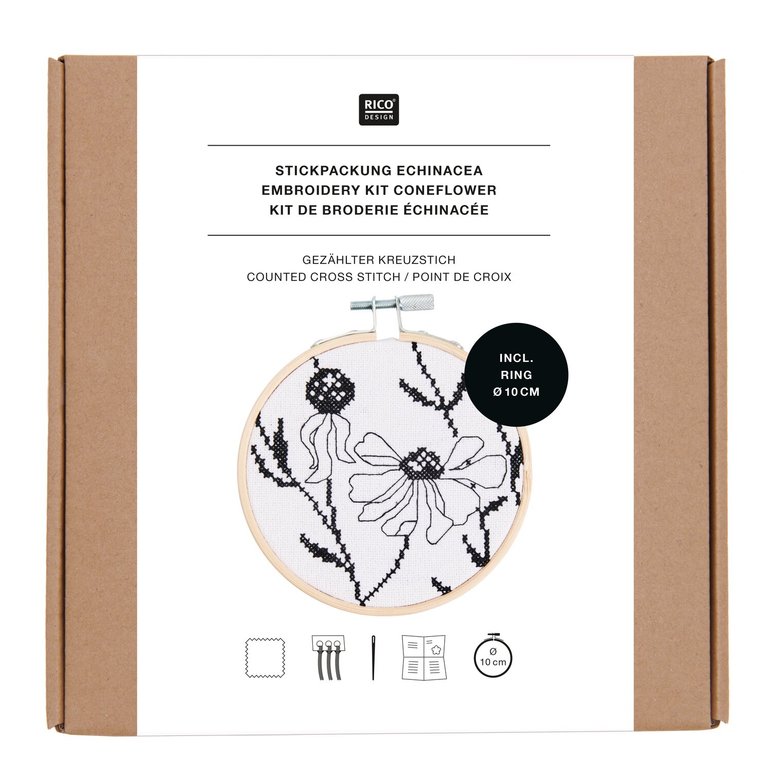 Stickpackung Gezählter Kreuzstich Echinacea Ø10cm von Rico Design