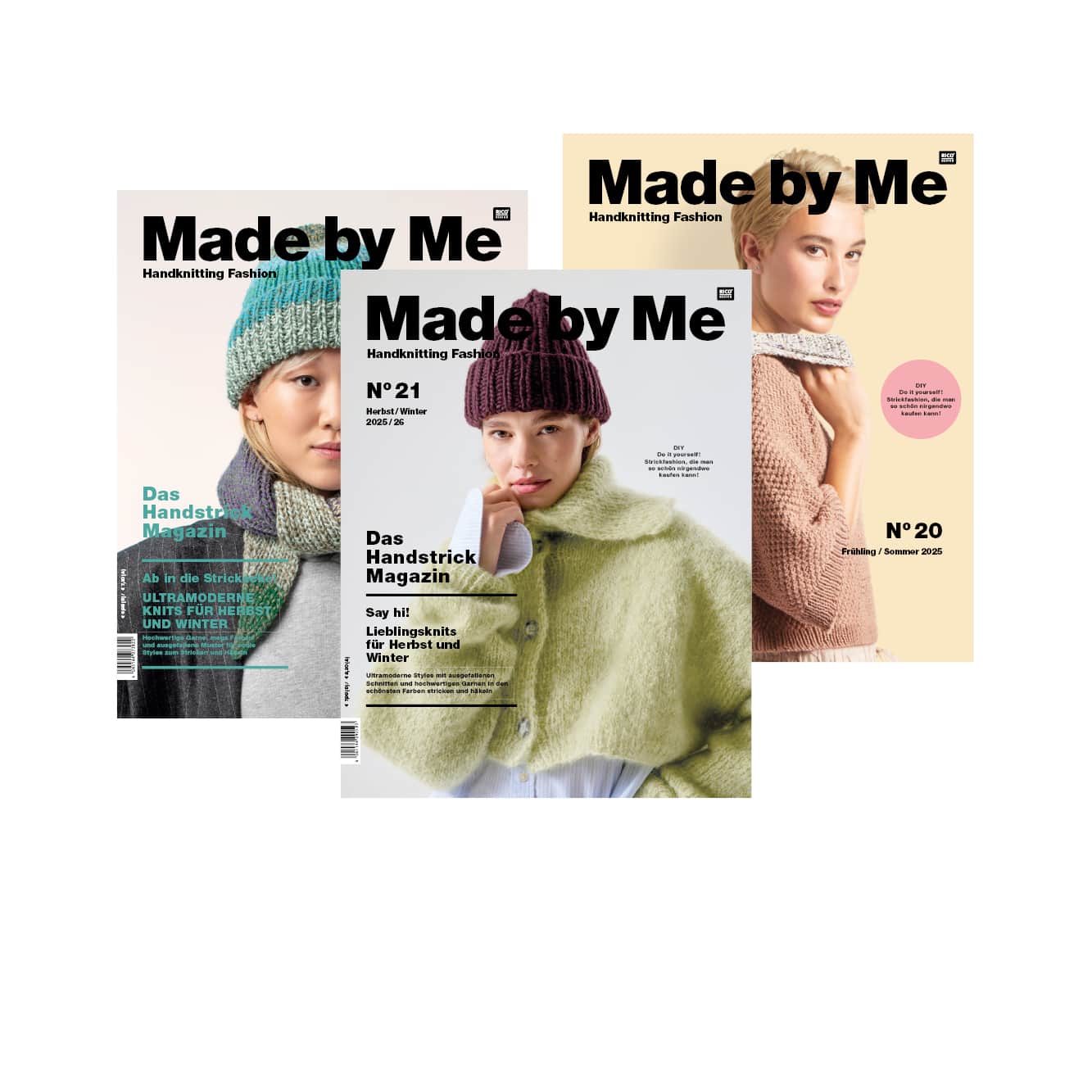 Verschiedene Ausgaben des Handstrick Magazins Made by Me