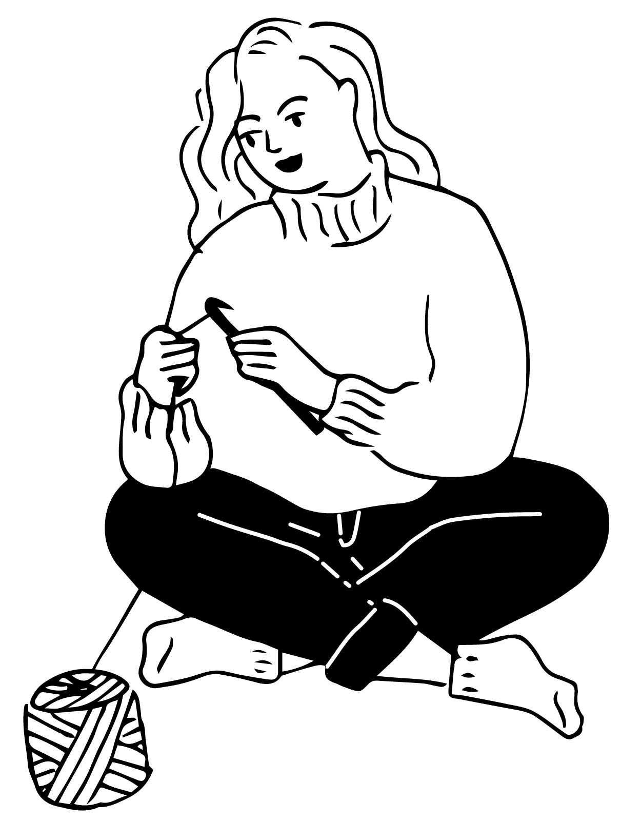 Animation einer häkelnden jungen Frau
