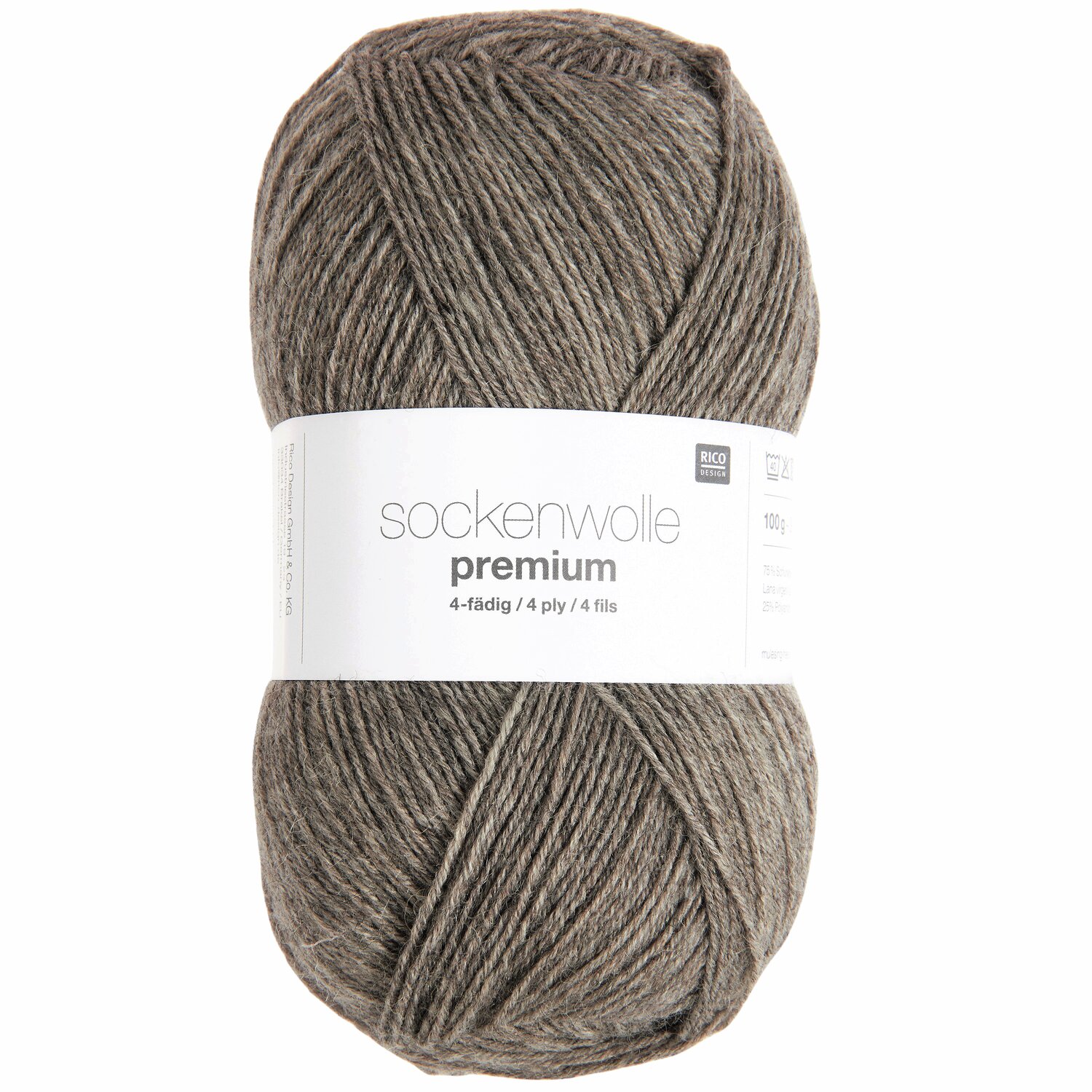 Sockenwolle Premium 4-fädig in Naturfarbe, 100g 380m, von Rico Design für Strickprojekte.