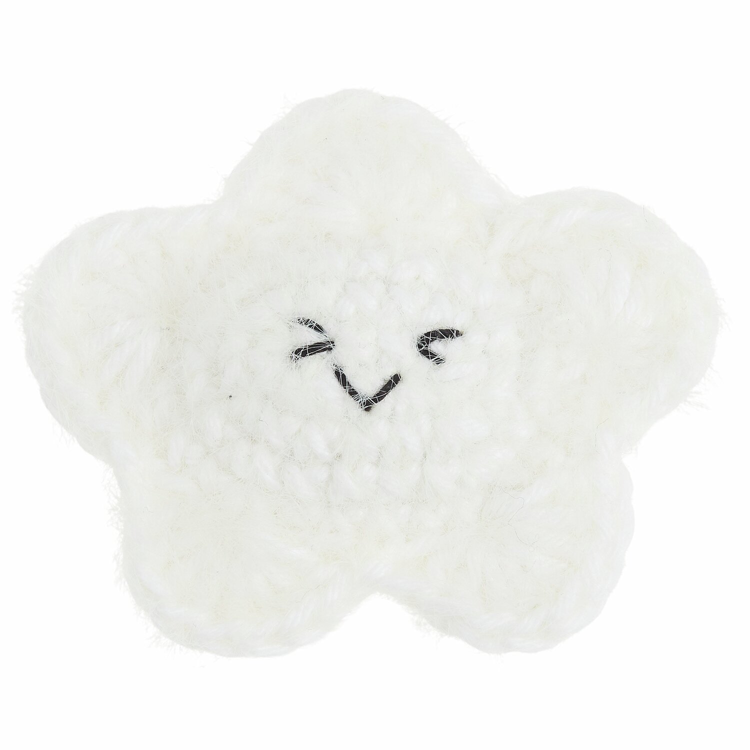 Ricorumi Häkelset Schlüsselanhänger - Chingu Sky: Weißer, gehäkelter Wolkenschlüsselanhänger mit lächelndem Gesicht, ideal für DIY-Projekte.