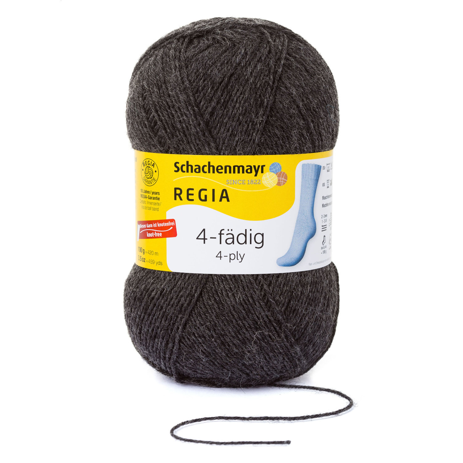 REGIA 4fädig Wolle in Anthrazit Meliert von Schachenmayr, 100g Knäuel, ideal für Strickprojekte.