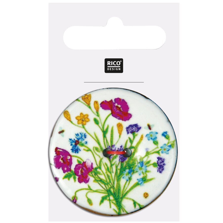 Knopf floral weiß 4cm von Rico Design
