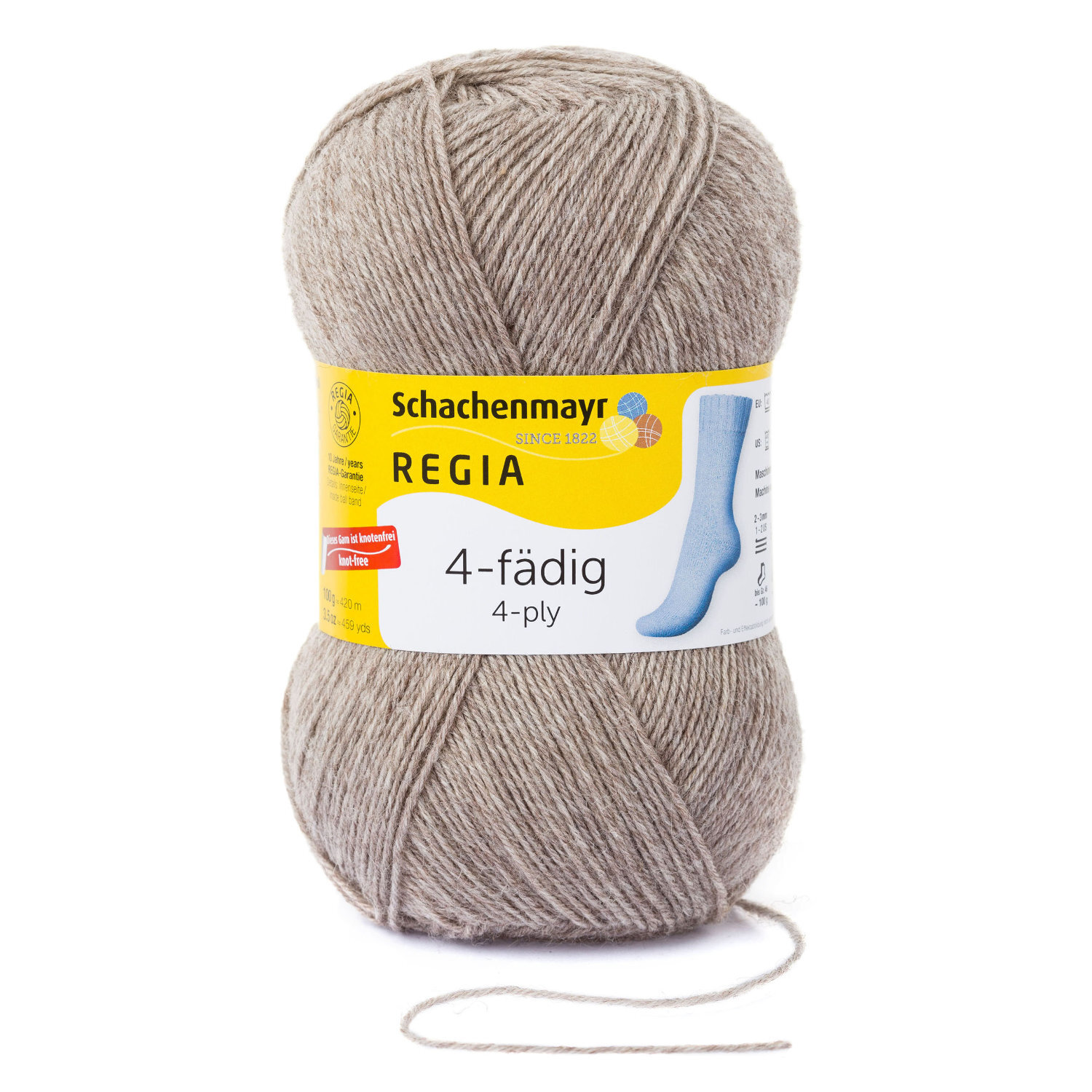 REGIA 4fädig Wolle in Holz Meliert von Schachenmayr, 100g Knäuel mit 420m Lauflänge, ideal für Strickprojekte.