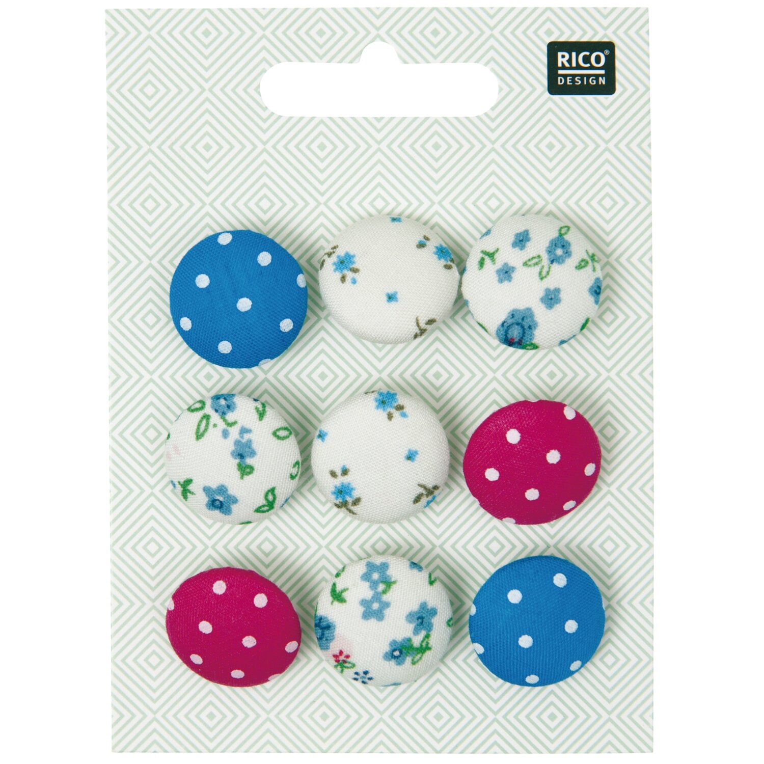 Stoffknöpfe floral-gepunktet 2cm 9 Stück von Rico Design