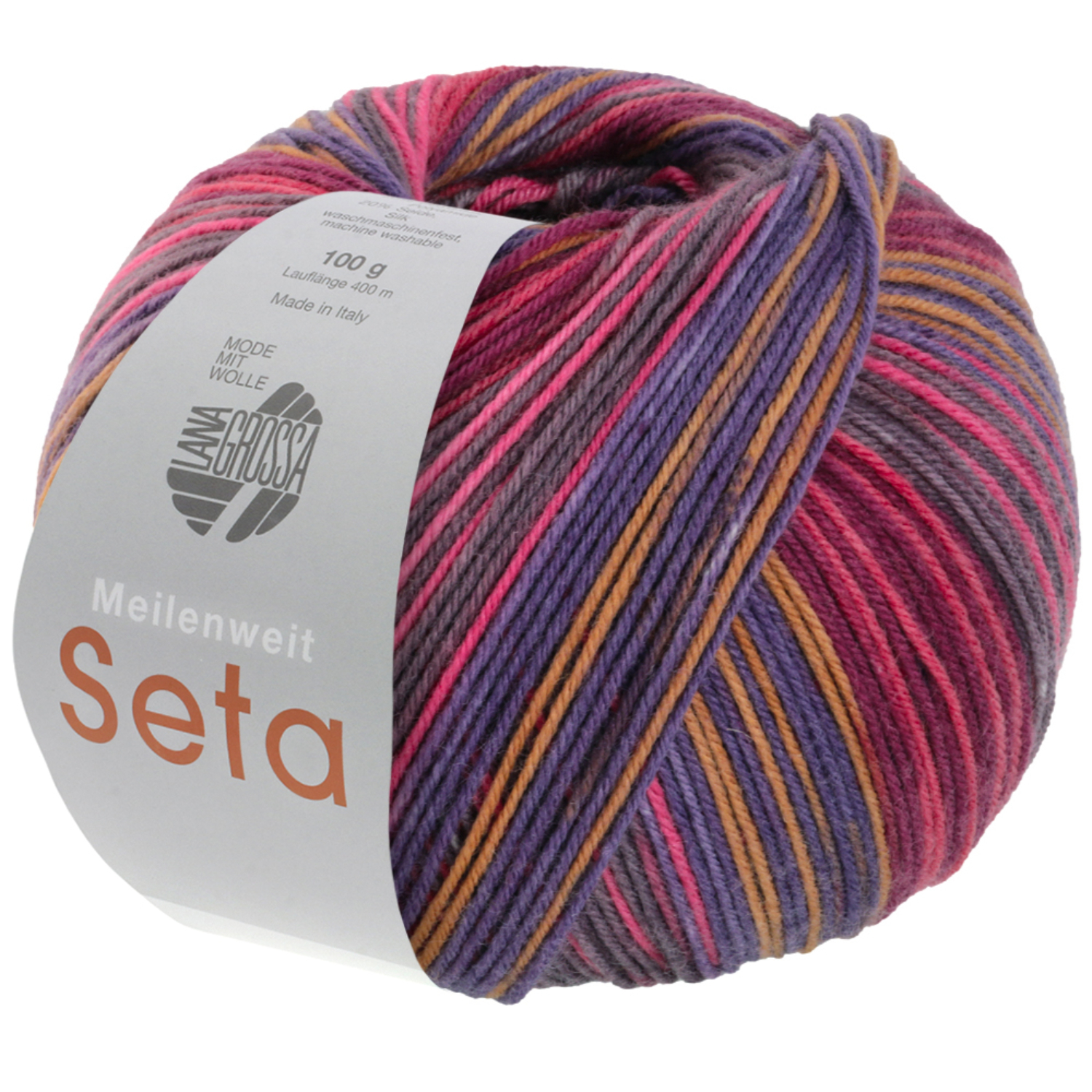 Meilenweit 100 Seta Papillon 100g 400m Farbe Aubergine/Sandgelb/Pink von LANA GROSSA Mode mit Wolle Handels- und Vertriebs 