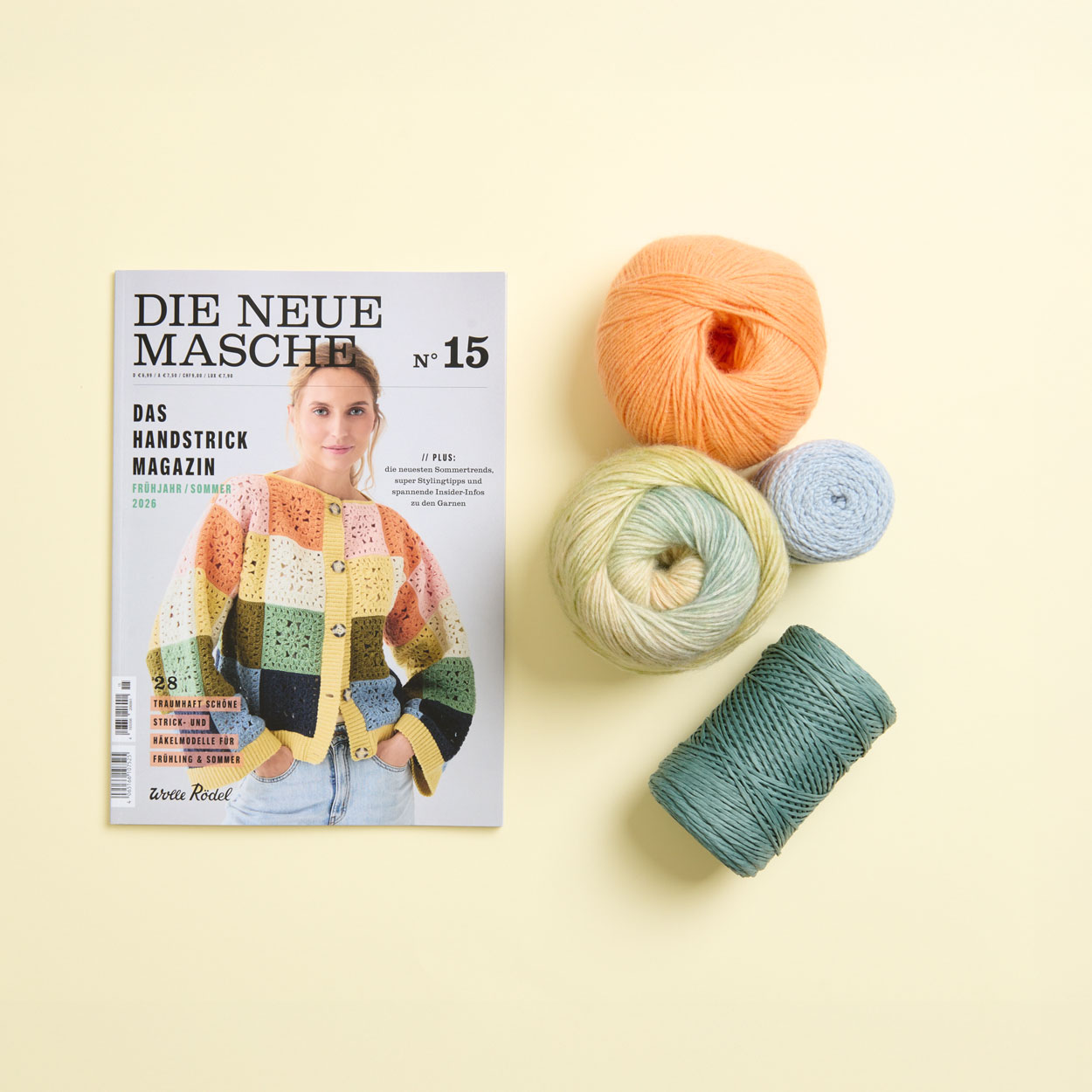 Die Neue Masche N° 15 Heft und 4 Wollknäuel