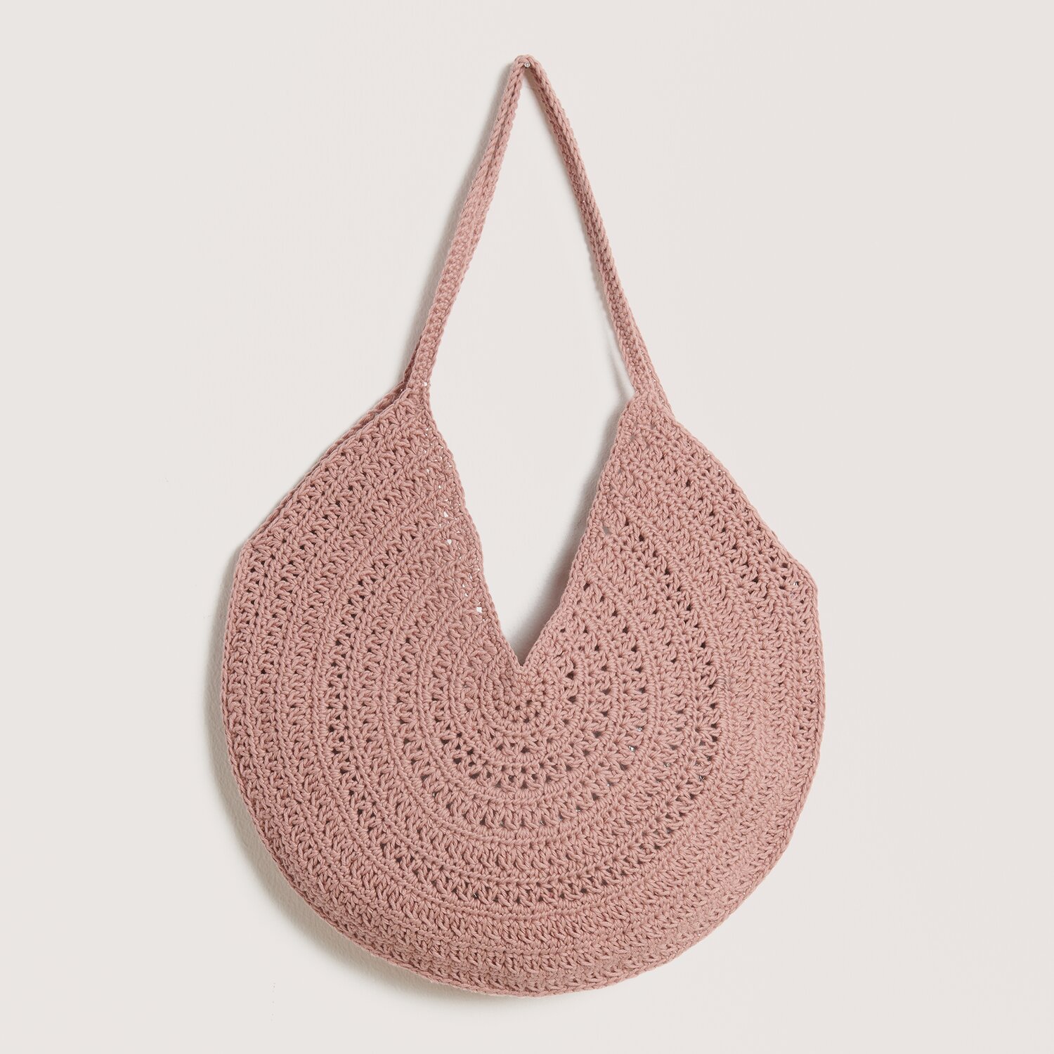 Häkelset Tasche Modell 04 in Rosa, rundes Design, aus Die Neue Masche Nr. 9, ideal für den Sommer.